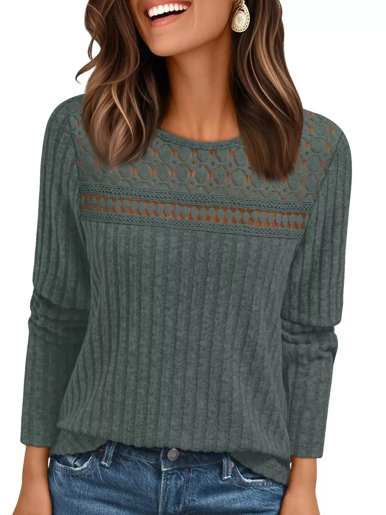 Ribbed Long Sleeve T Shirt