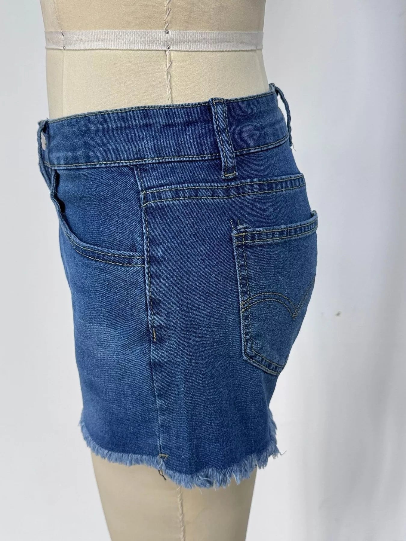 High Waist Raw Hem Denim Shorts