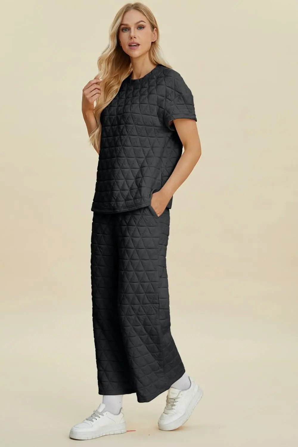 Women's Clothing Set - Textured Knit - Casual Loungewear