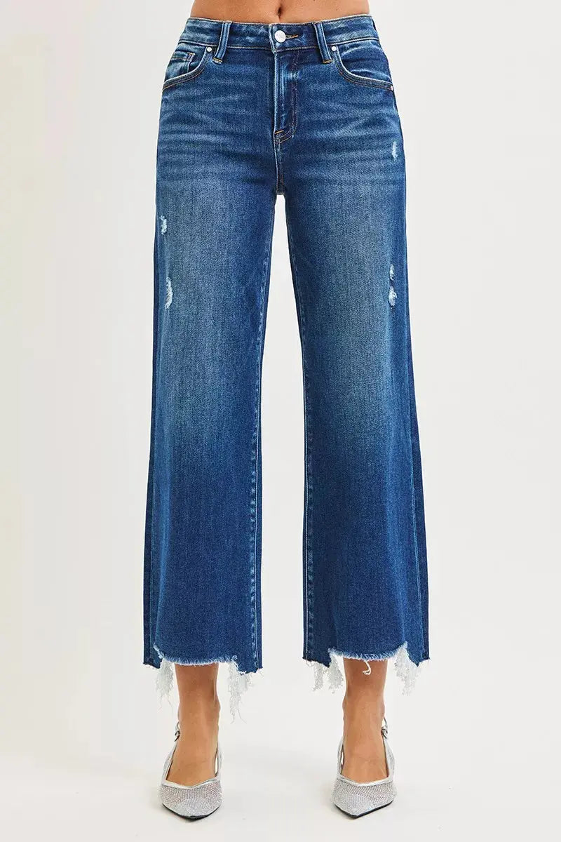 RISEN Jeans - High Rise Crop Wide Leg Jeans