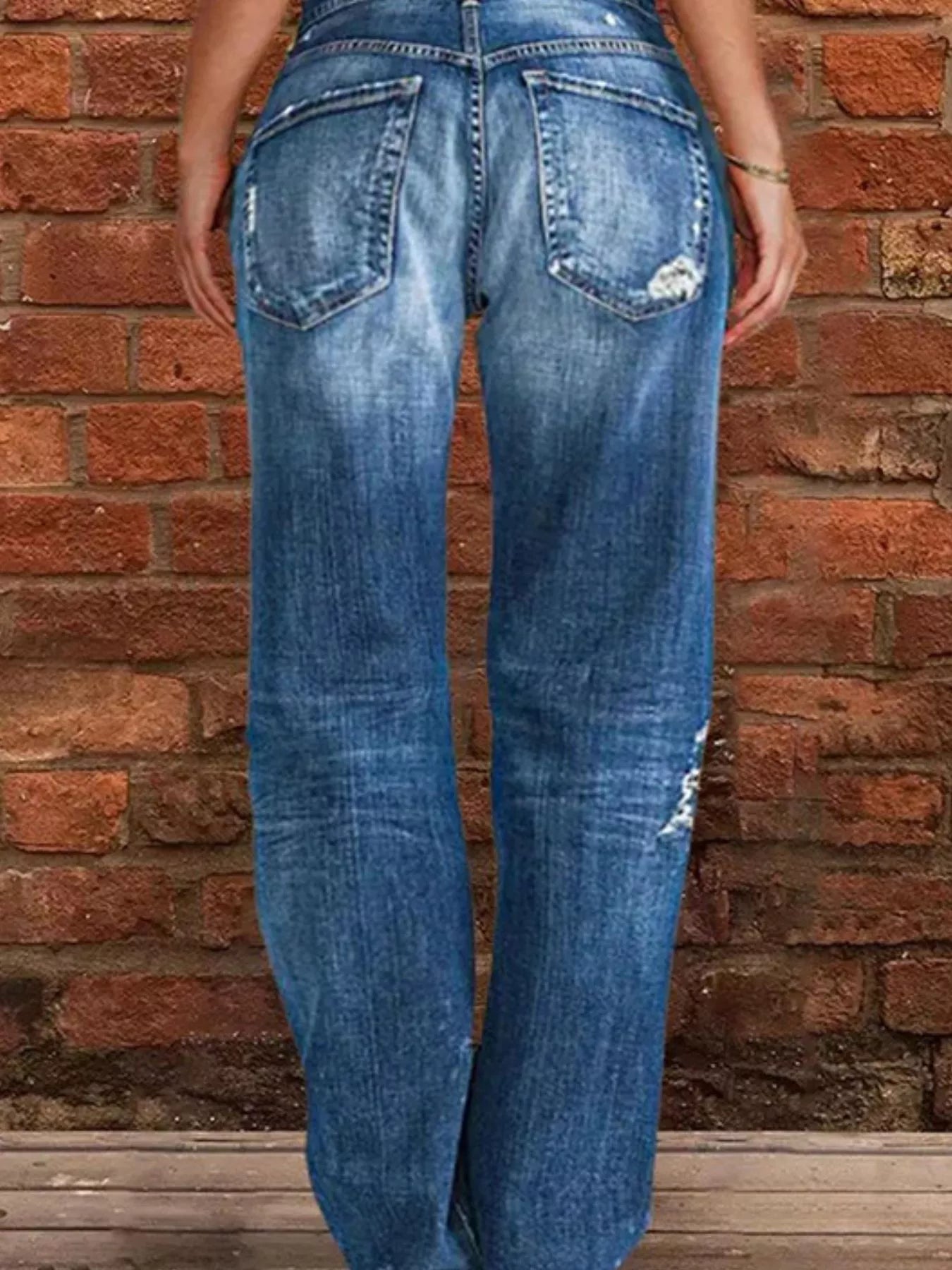Full Size Distressed Raw Hem Jeans