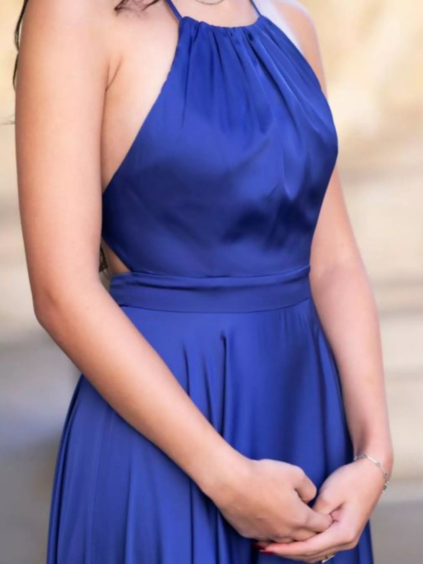 Elegant Backless Halter Slit Maxi Dress