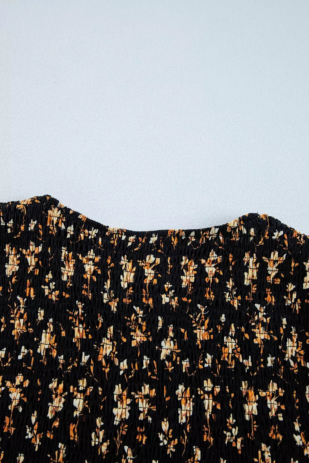 Women's Floral Print Smocked Waist Long Sleeve Blouse