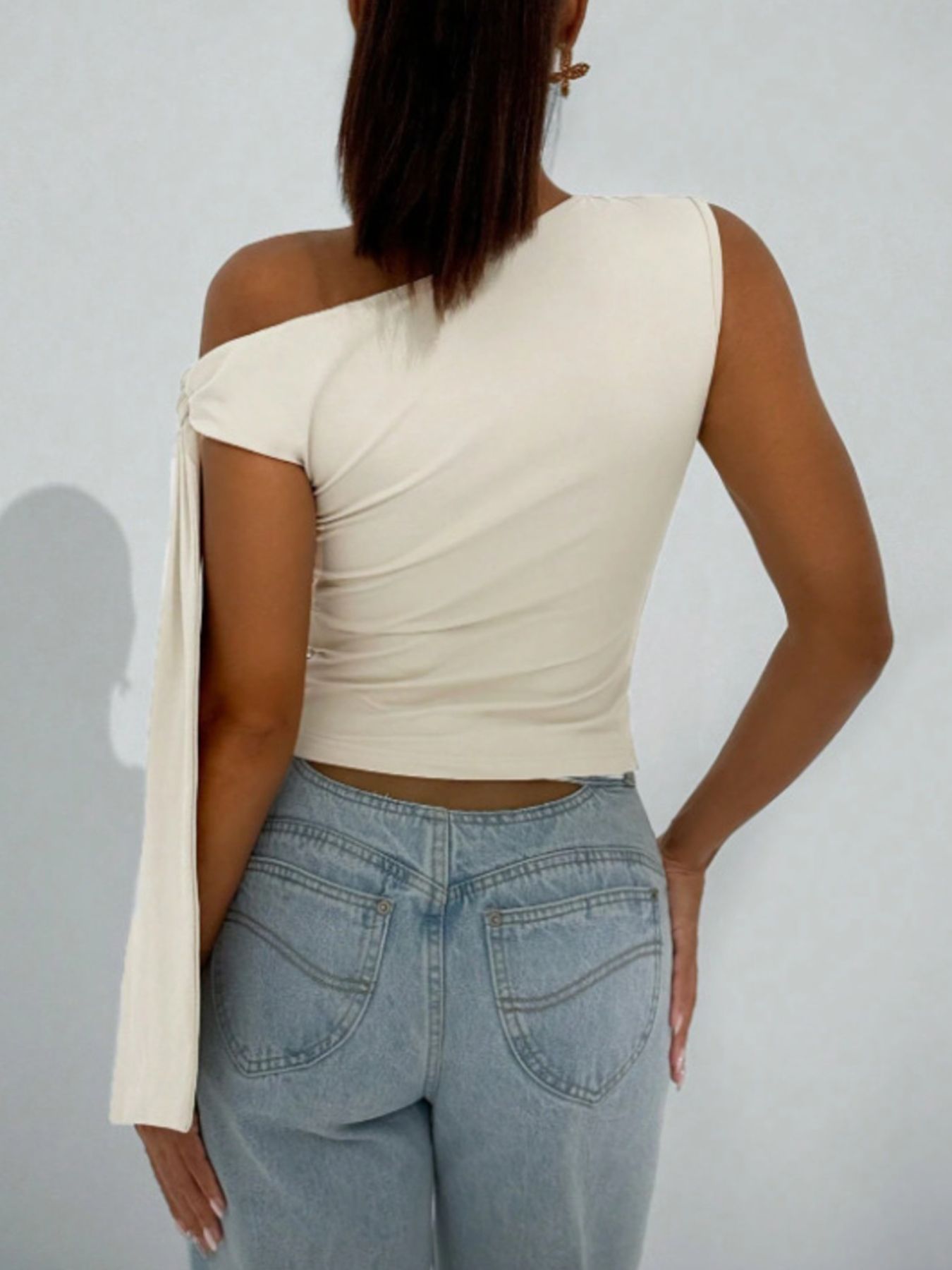 Tie Detail One Shoulder Top