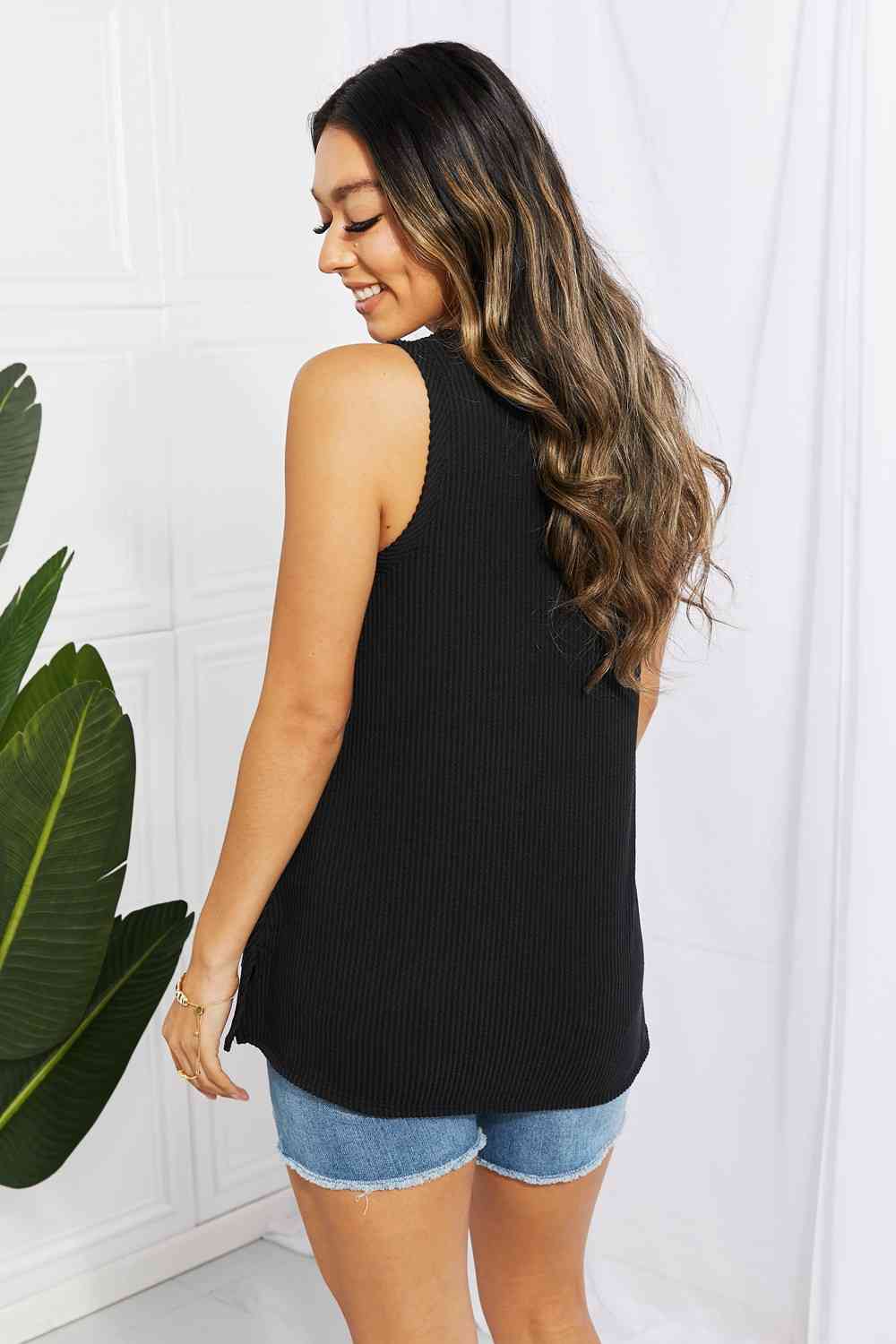 Blumin Apparel Chance of Sun Full Size Ribbed V-Neck Tank