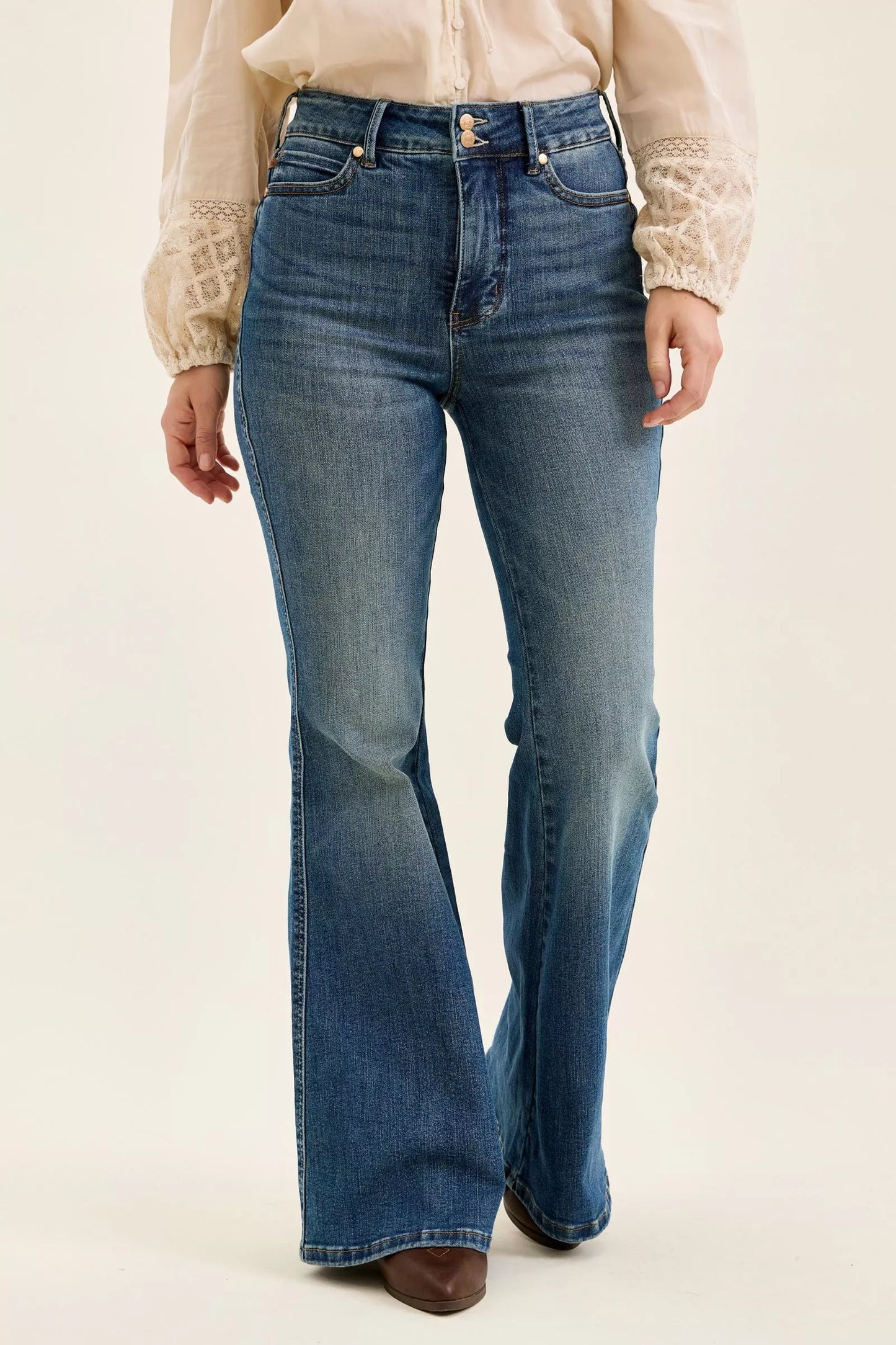 Judy Blue High Waist Double Button Tummy Control Flare Jeans