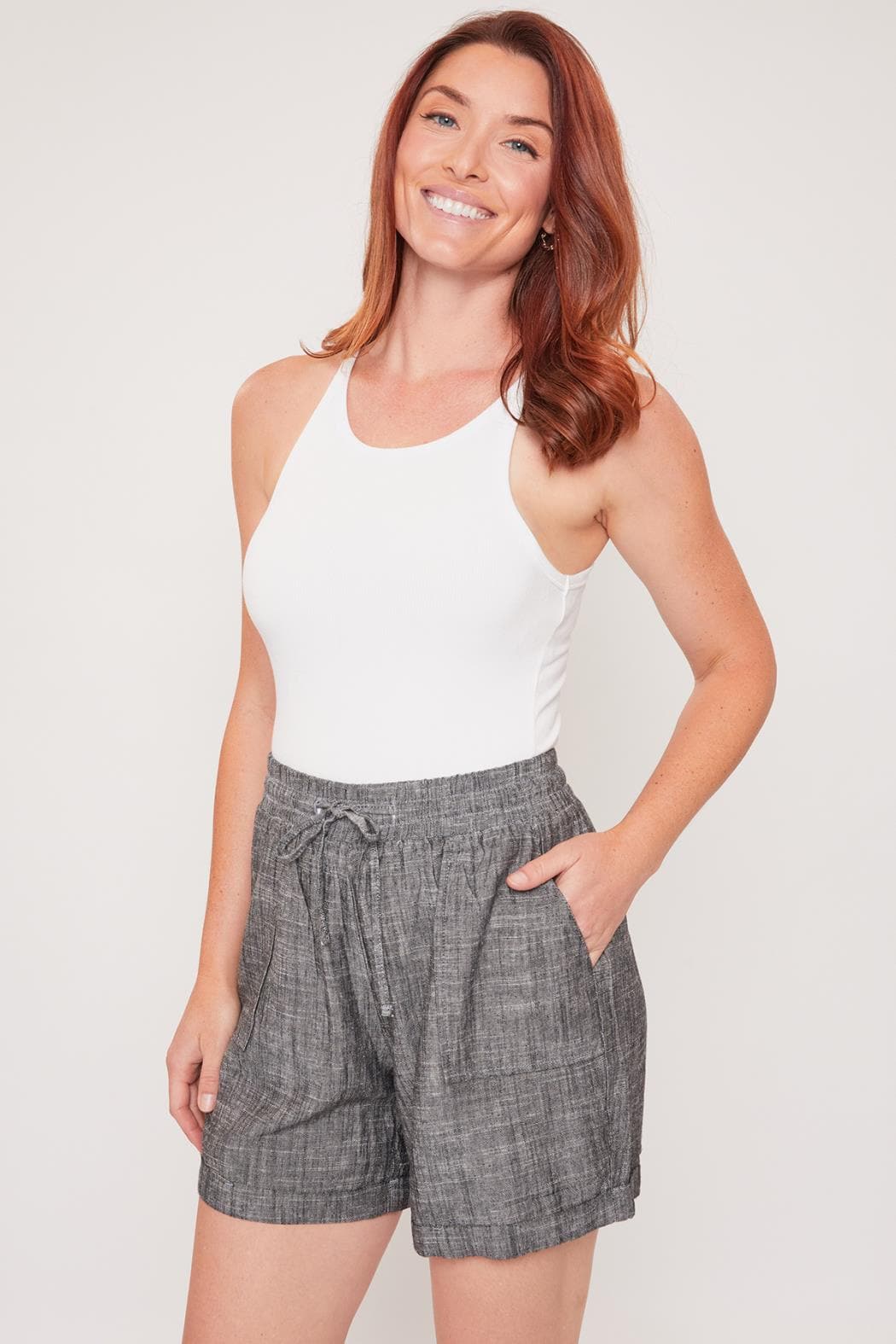Women's Linen Lounge Shorts with Elastic Waistband