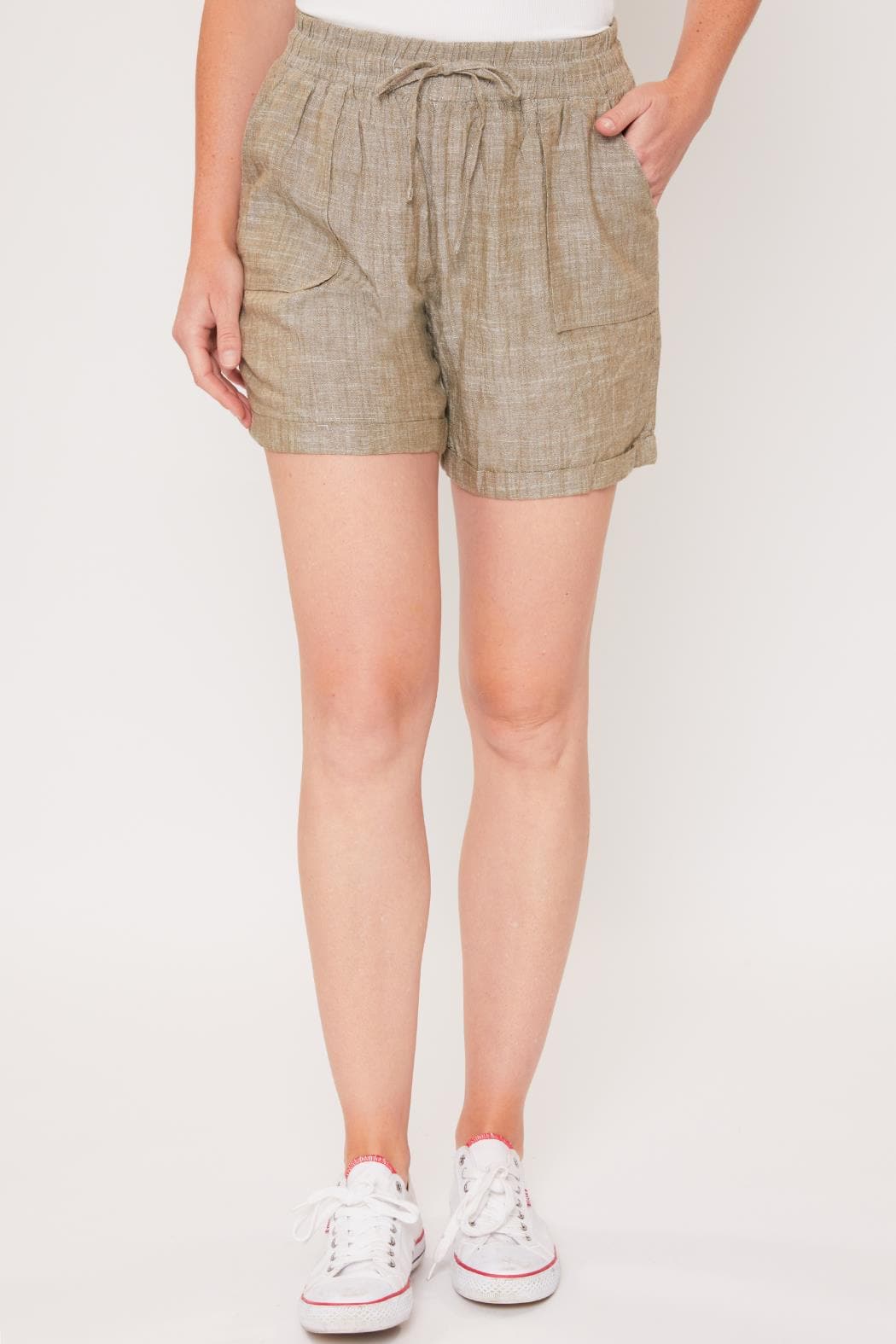 Women's Linen Lounge Shorts with Elastic Waistband