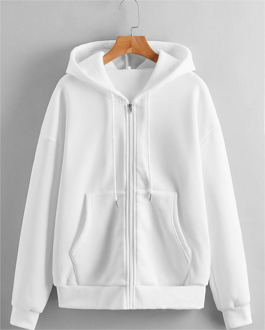 Autumn Winter Fleece Lined Women Solid Color Long Sleeved Zipper Urban Casual Comfortable Loose Women Hoodies