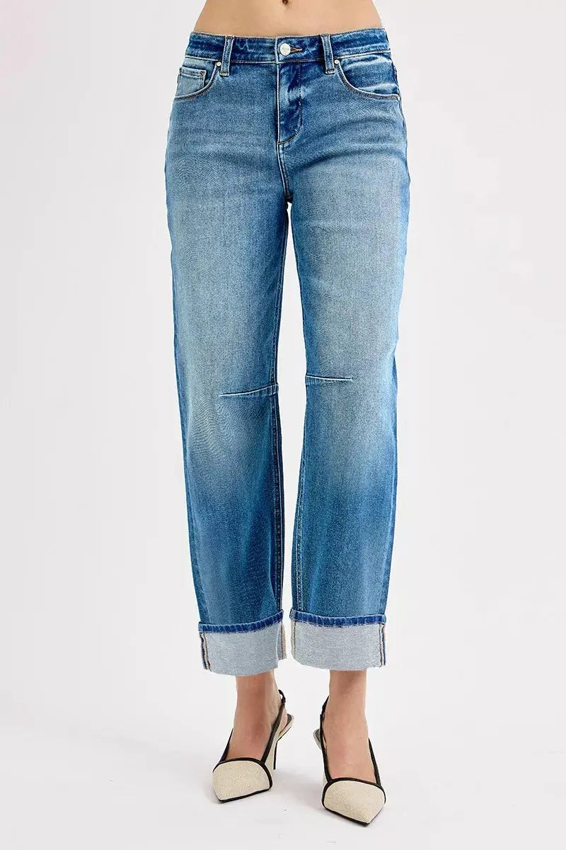 RISEN Jeans - Slouchy Crop Barrel Cuffed Jeans