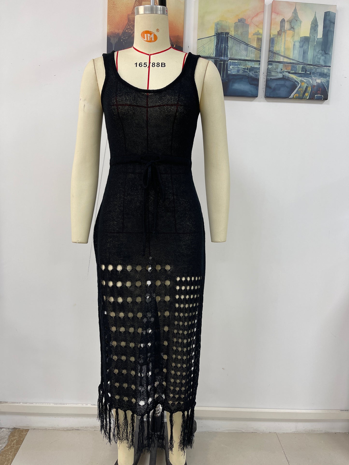 Spring Summer Knitted Hollow Out Cutout Sexy Loose Beach Cover Up Women Knitwear