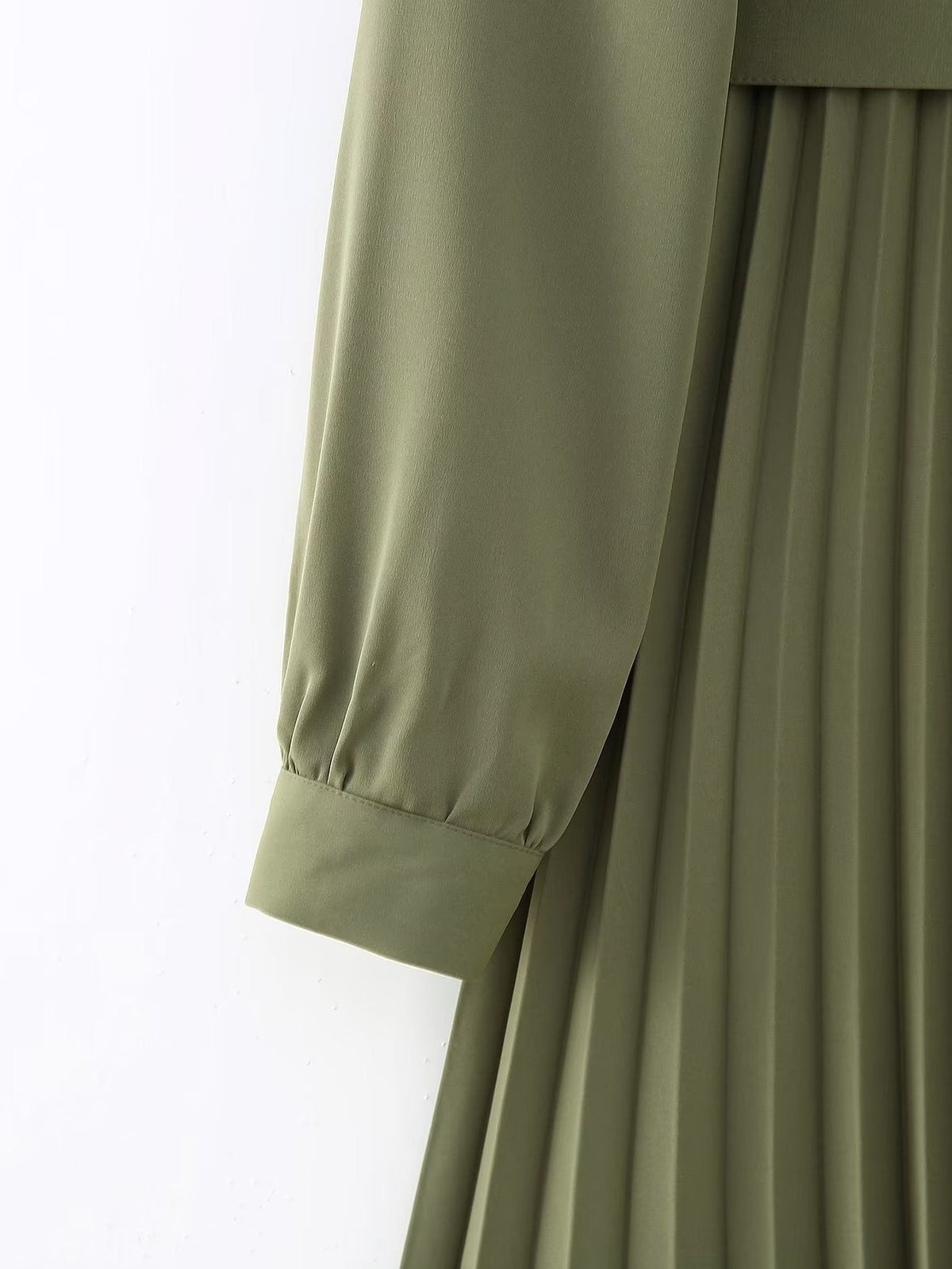 Women Clothing Winter V neck Belt Pleated Dress