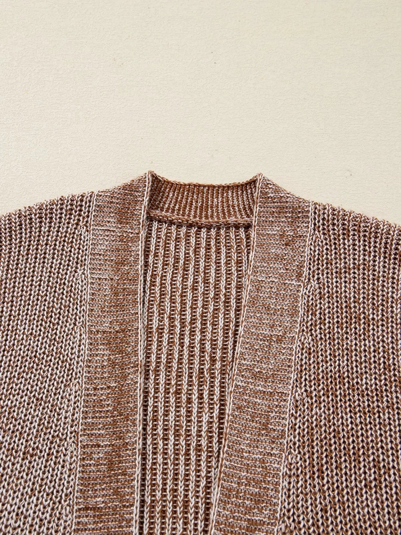 Open Front Dropped Shoulder Cardigan with Pockets