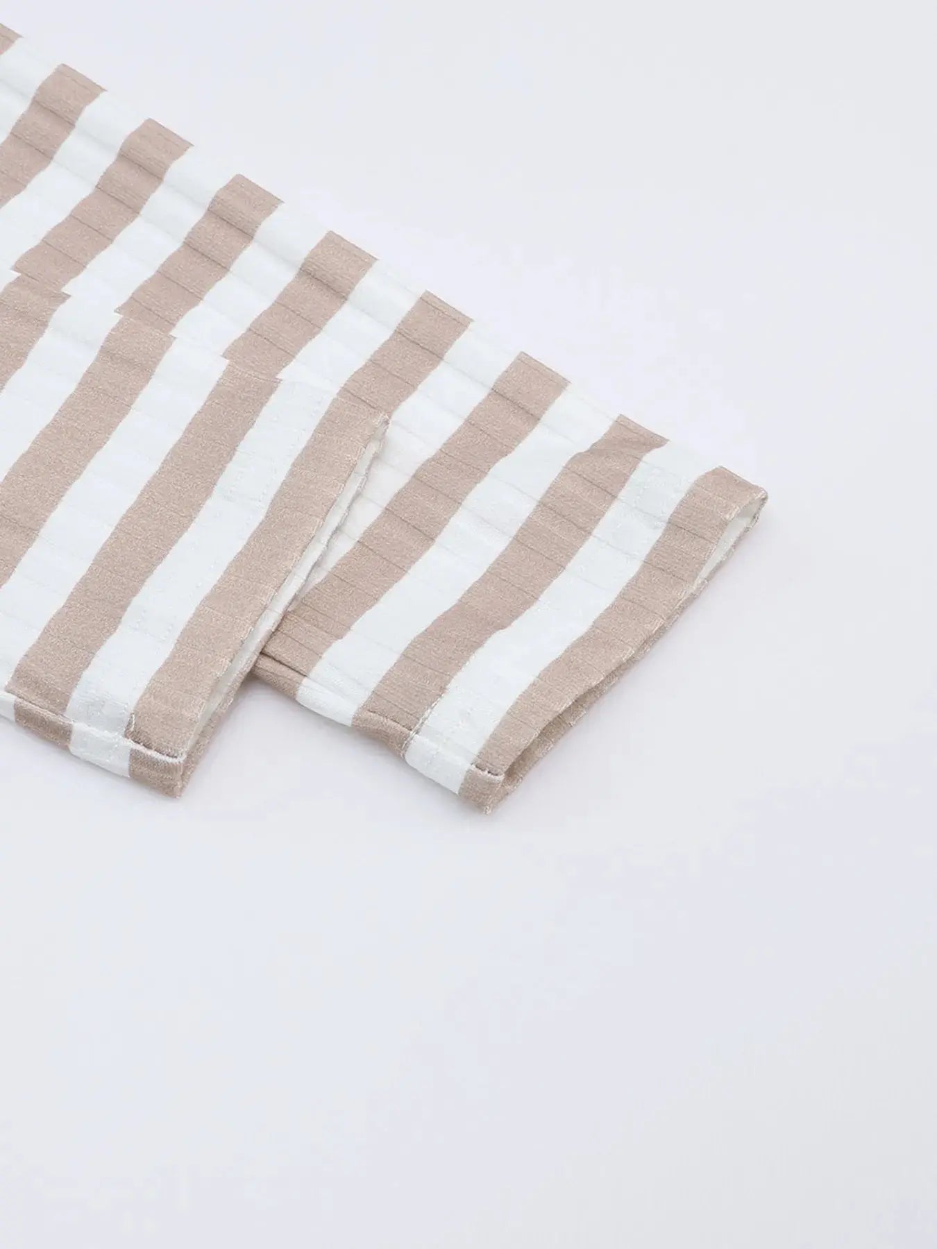 Striped Textured Knit Long Sleeve Tee
