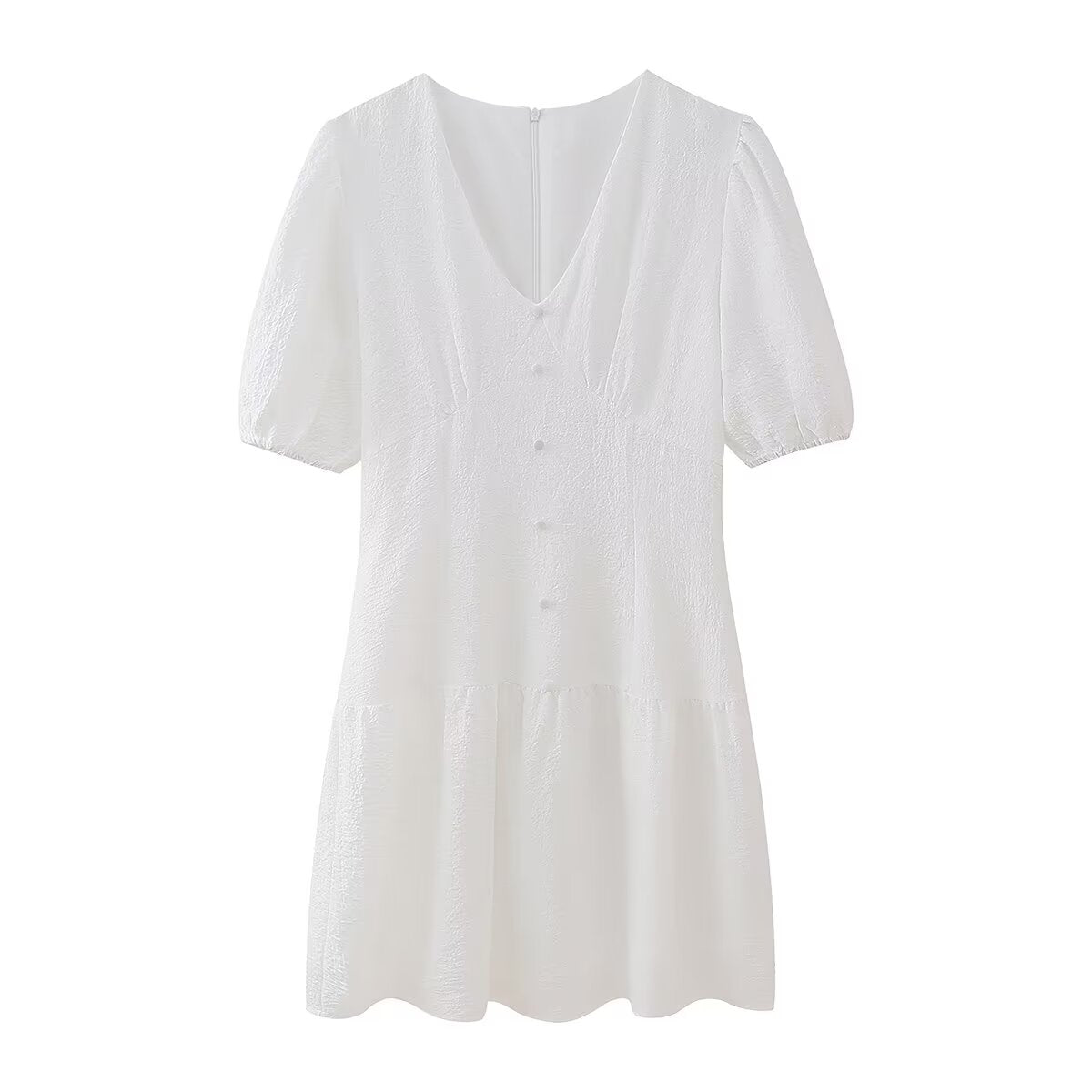 Summer Hollow Out Cutout Embroidered Mid Length Ruffled Dress White Ruffled Women