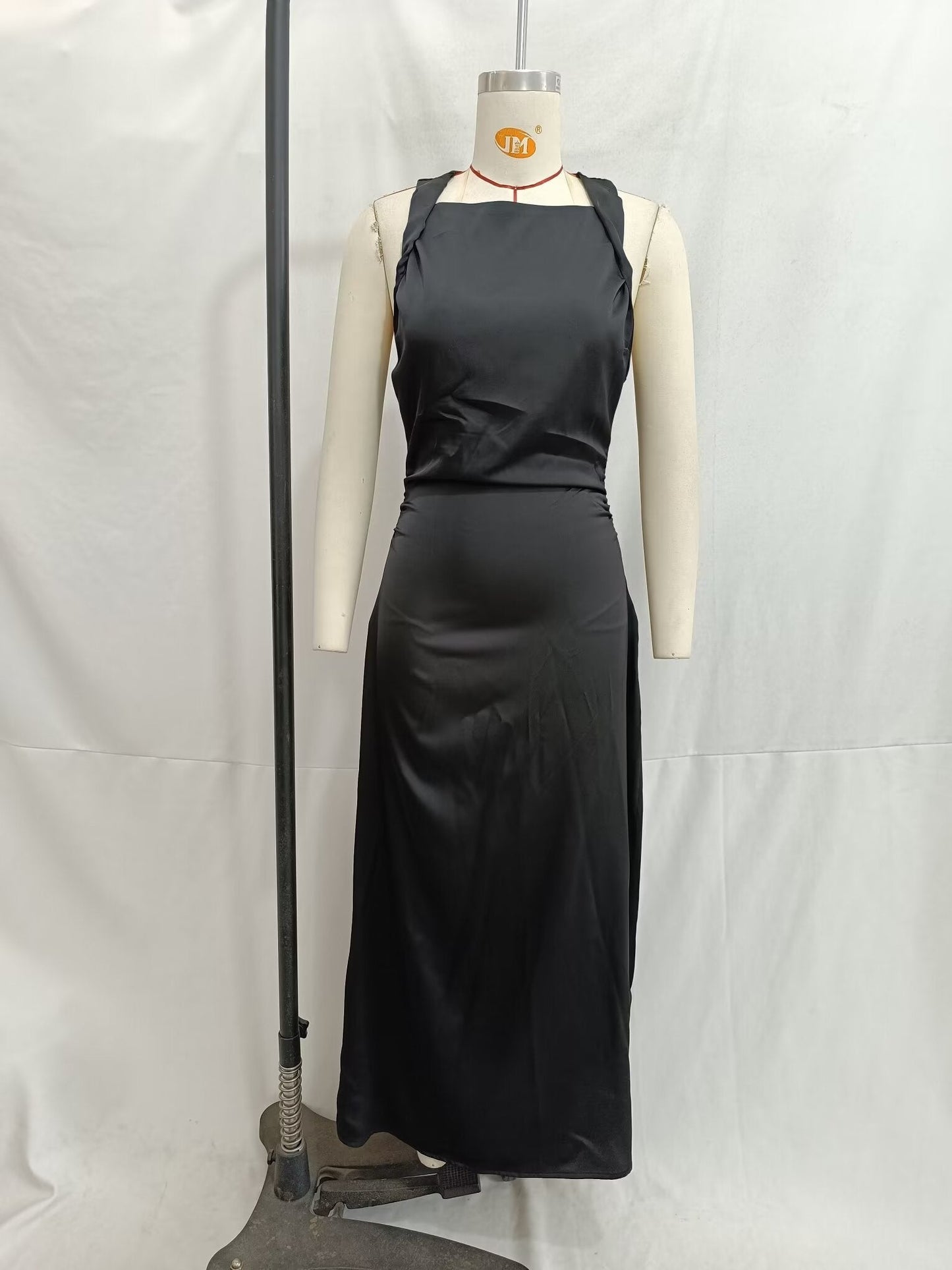 Women Spring Festival Slim Silk Satin Texture Midi Dress