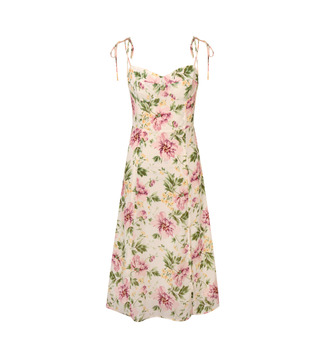 Summer French Vintage Floral Printed High Waist Sexy Side Split Hem Sling Dress