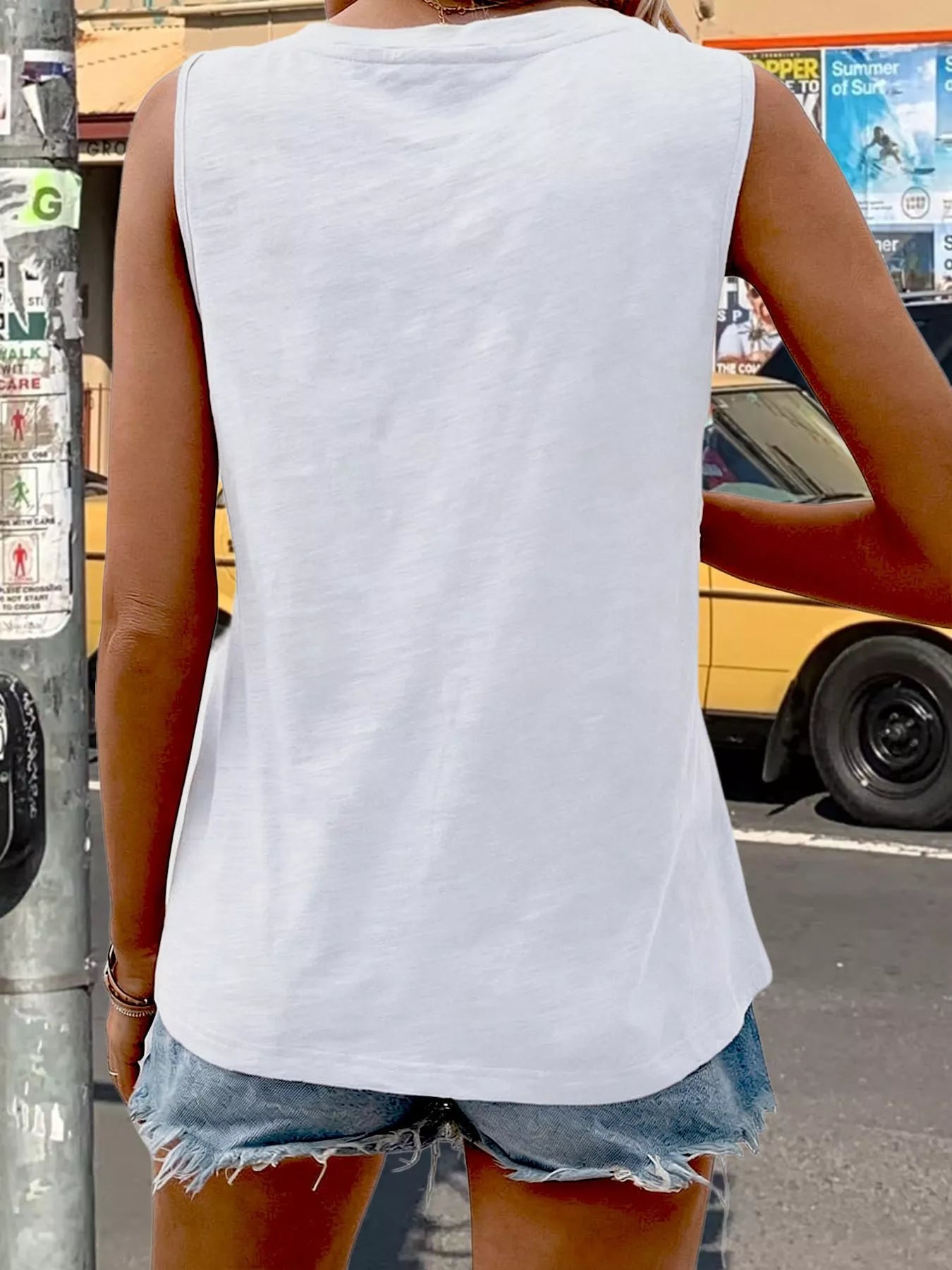 Casual V Neck Pocket Tank Top