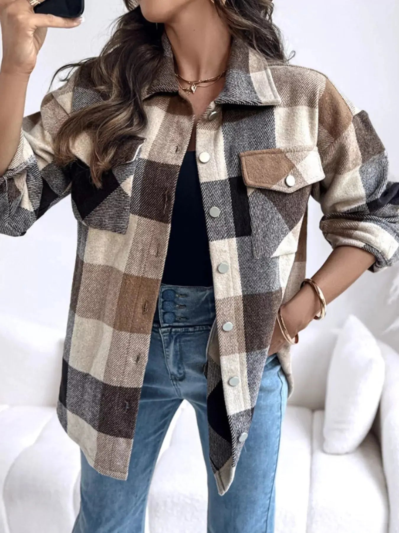 Plaid Button Up Long Sleeve Shirt