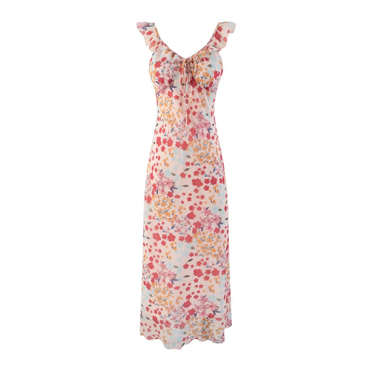 Waist Controlled Slimming Floral Strap Midi Dress Seaside Vacation Dress Women