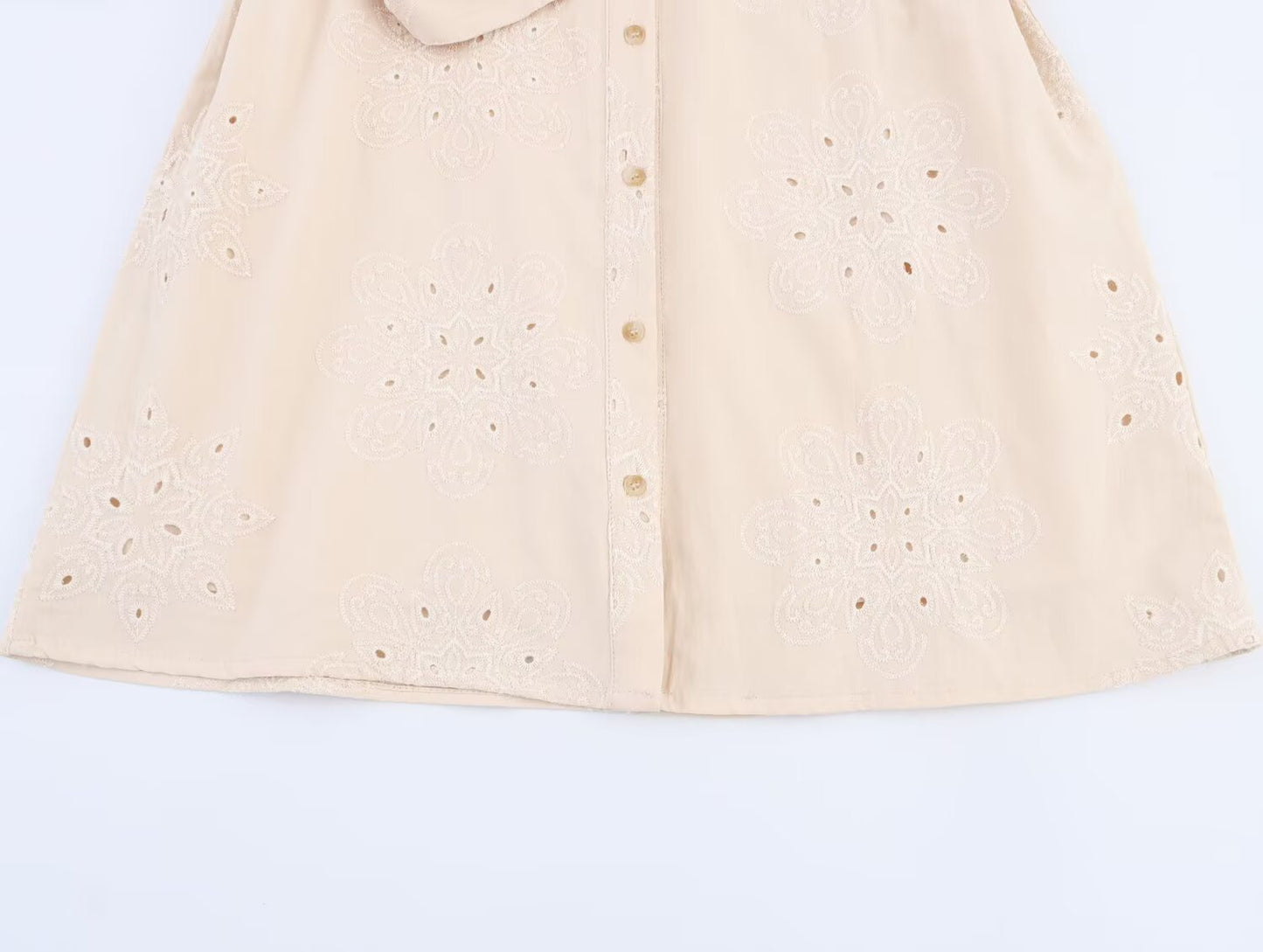 Women Clothing Summer Office Sleeveless Hollow Out Cutout Embroidery Short Dress