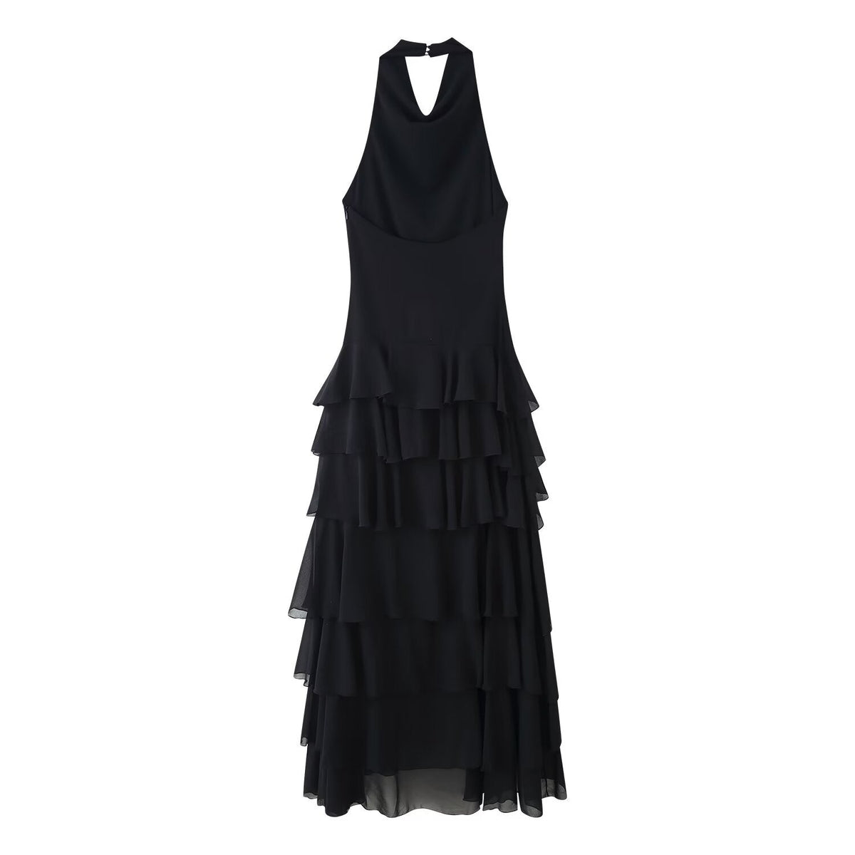 Summer Women Clothing Laminated Decoration Hanging Collar Maxi Dress Women