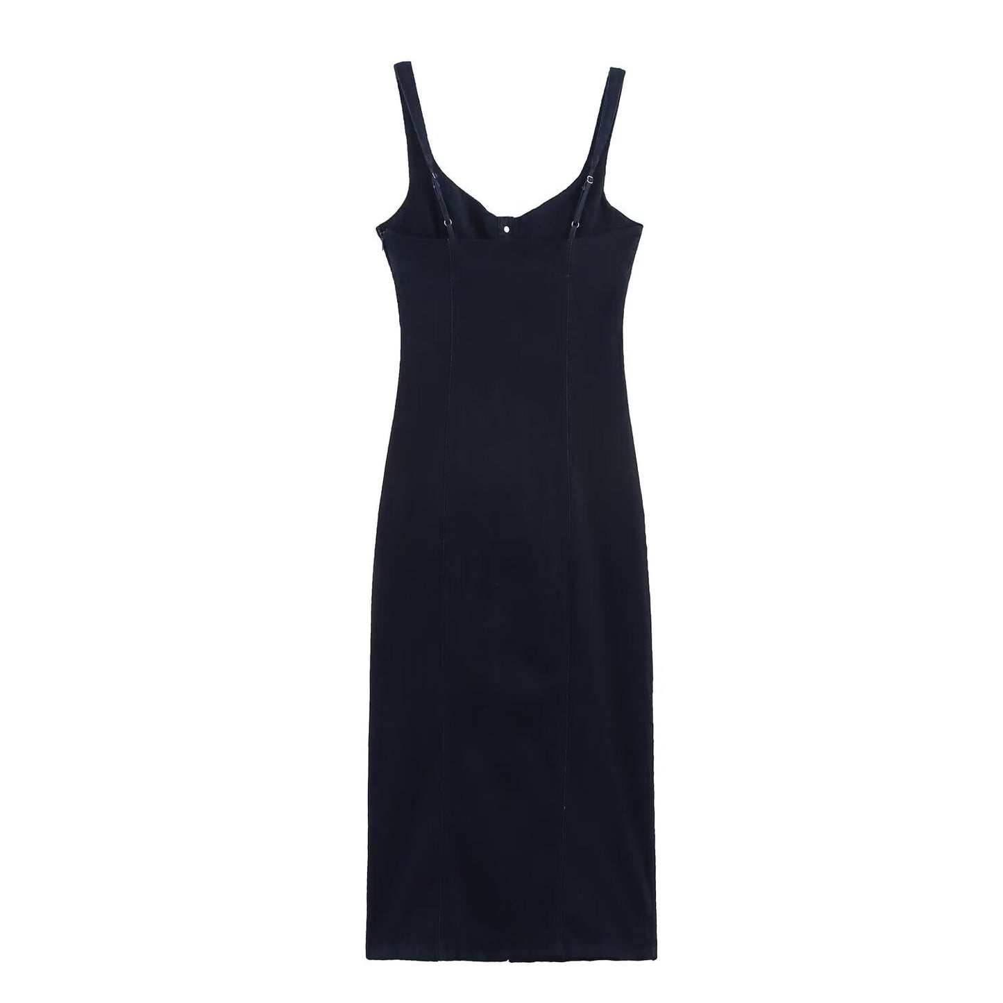 Women Clothing Denim Midi Length Sling Dress
