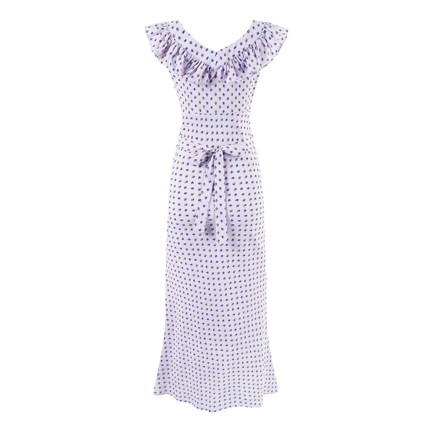 Summer Sexy Square Neck Ruffled Waist Trimming Printing Sheath Dress