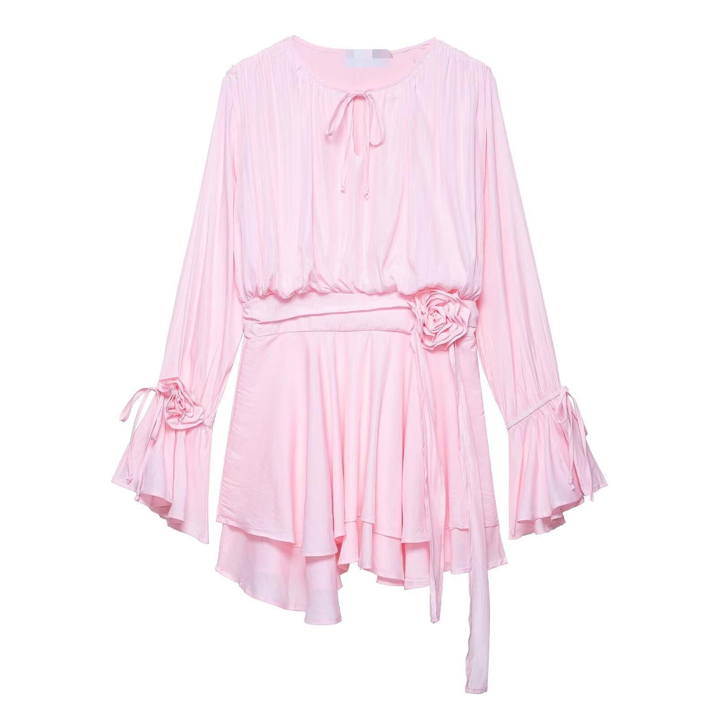 Summer Women Clothing Sexy Sexy Three Dimensional Floral Streamer Long Sleeve Dress