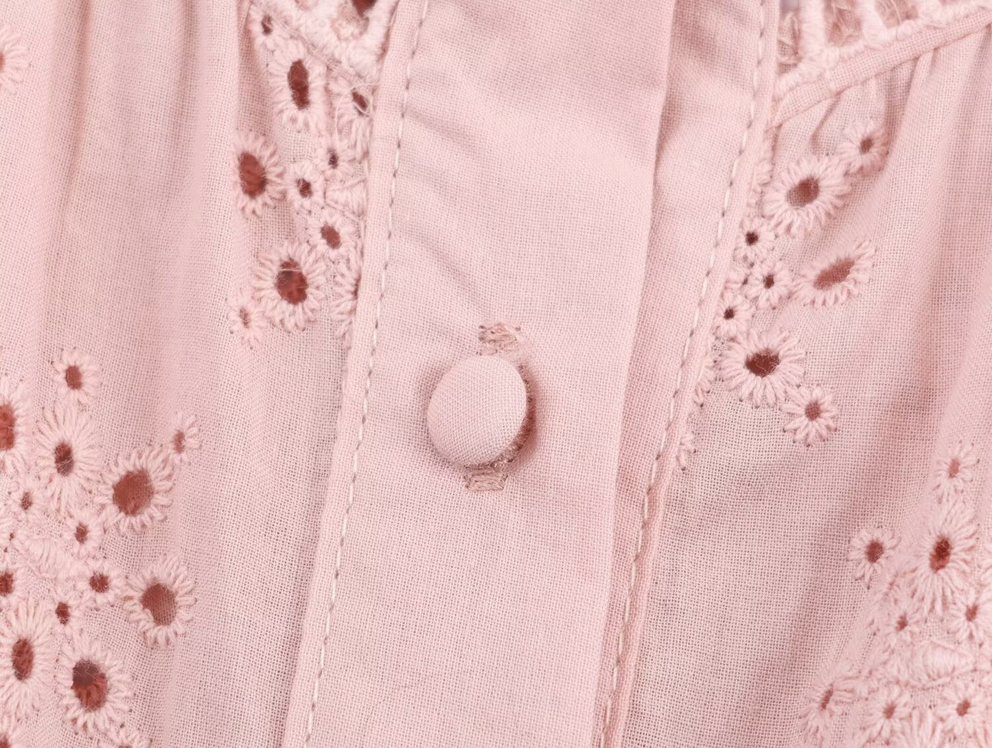 Women Clothing Casual Hollow Out Cutout Embroidered Shirt