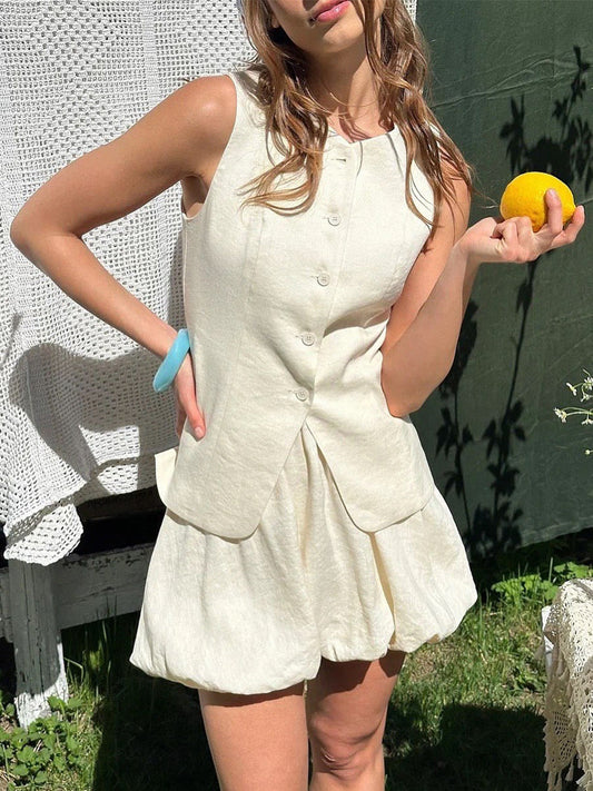 Vest Skirt Summer Sweet Vest Bud Skirt Two Piece Sets