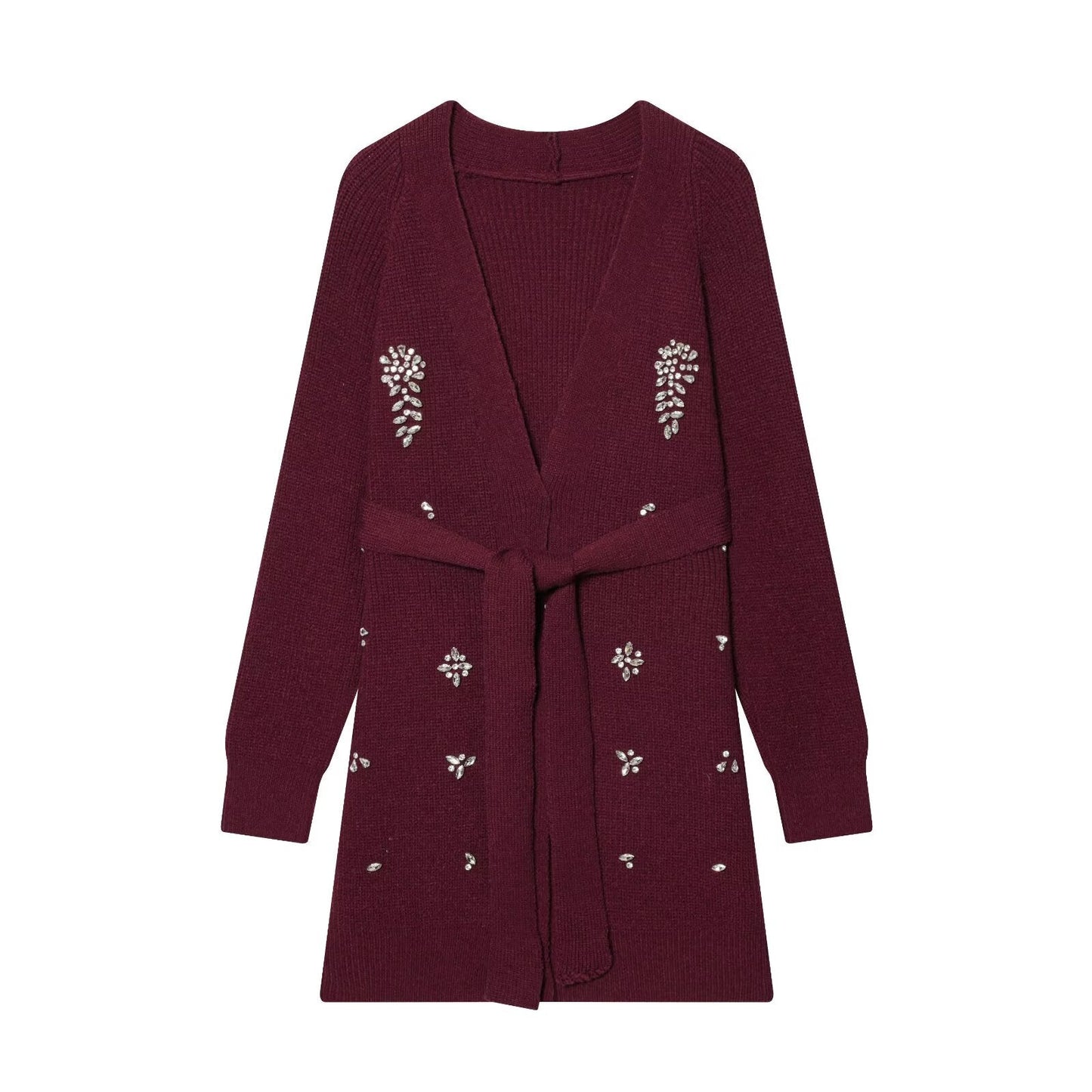 Women Autumn Winter Jewelry Bead Knitted Cardigan