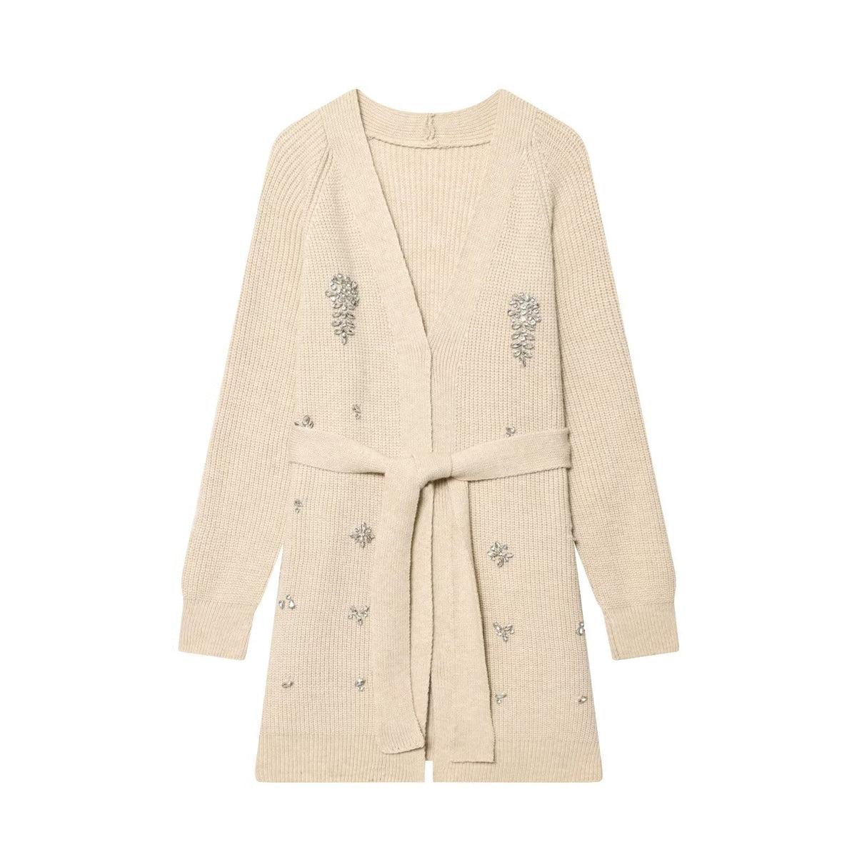 Women Autumn Winter Jewelry Bead Knitted Cardigan