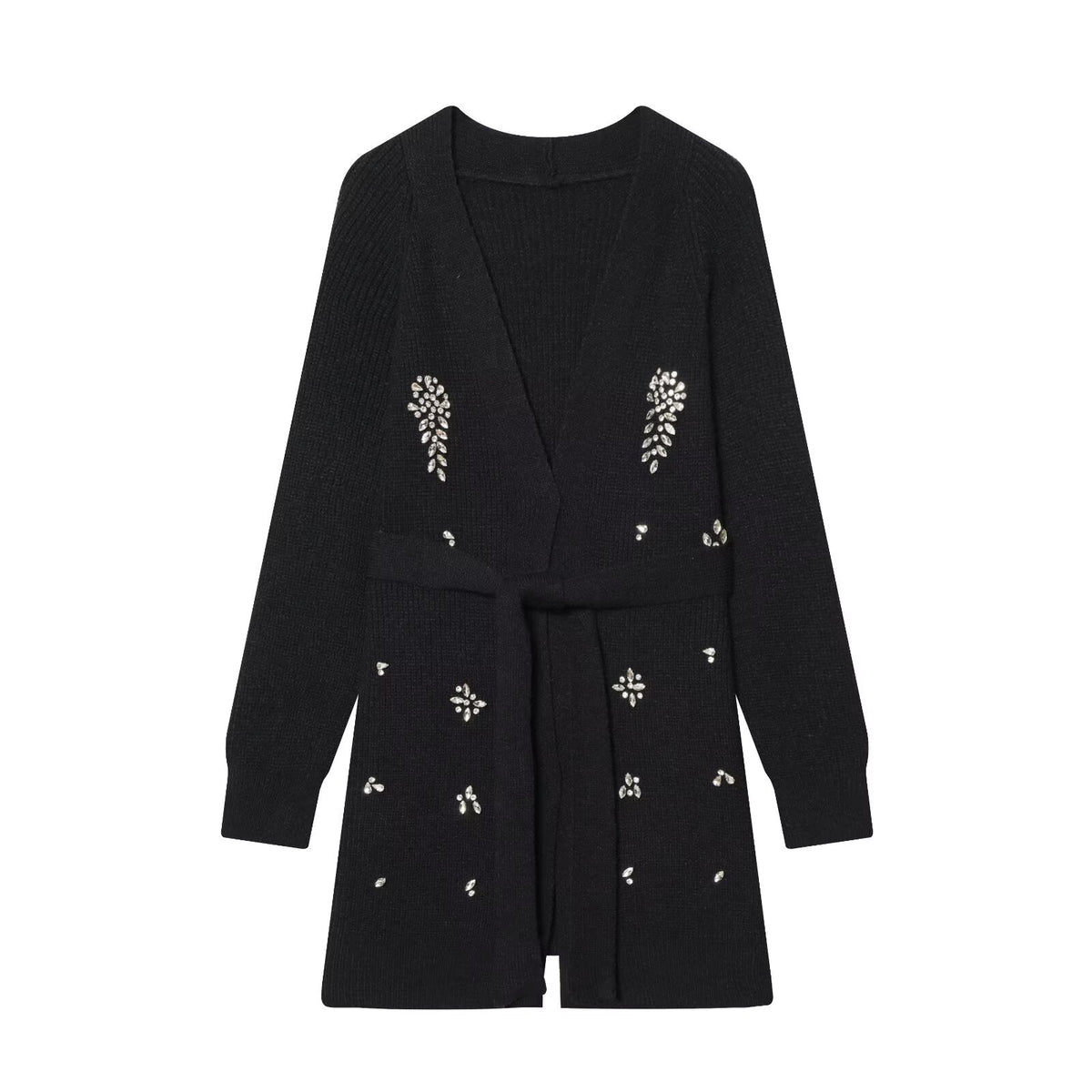 Women Autumn Winter Jewelry Bead Knitted Cardigan