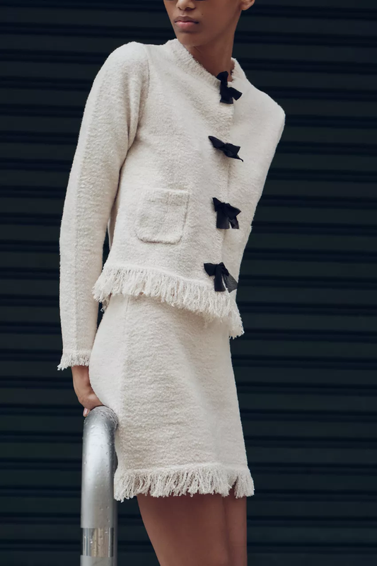 Autumn Bow Knitted Cardigan Coat