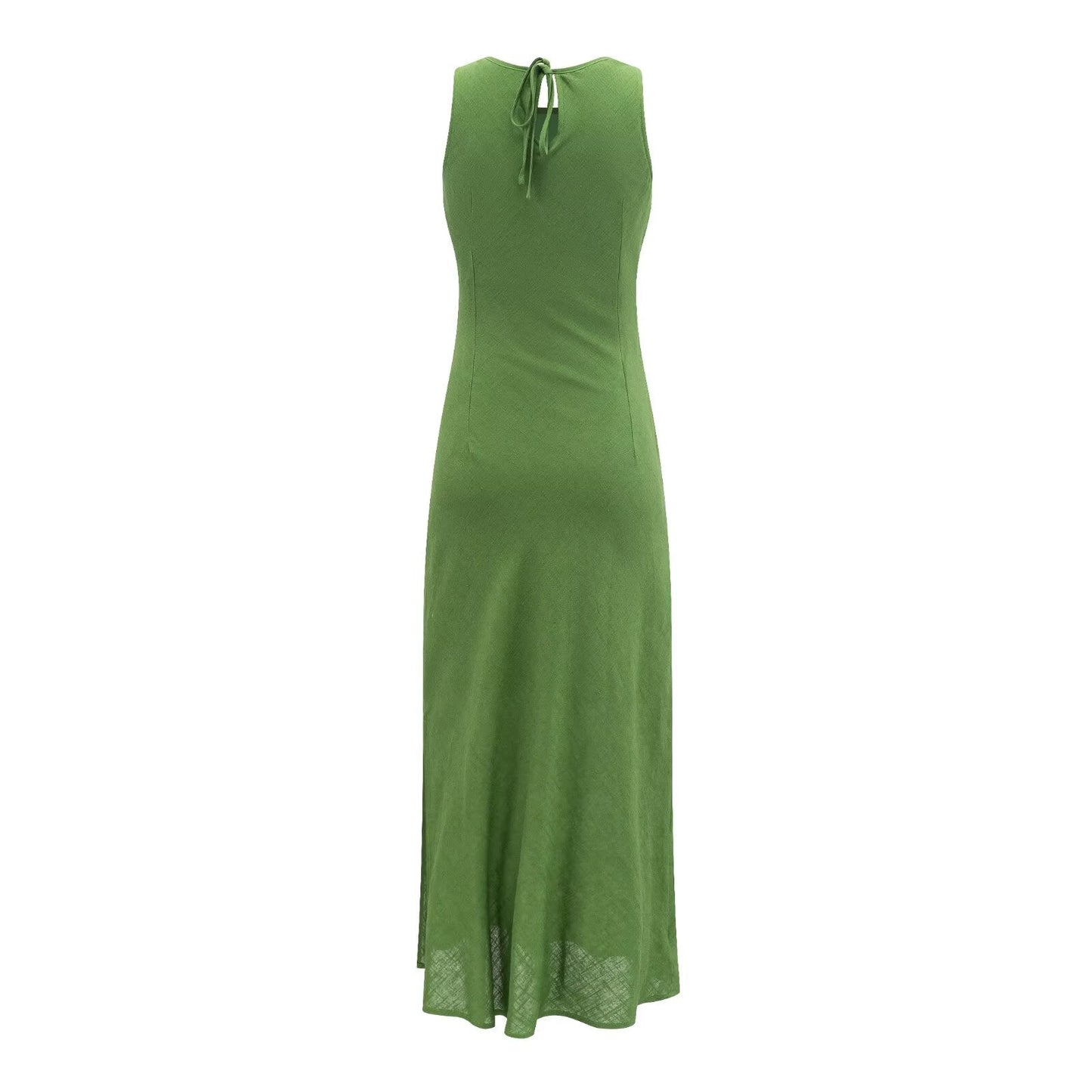 Green Vest Dress Summer Waist Controlled Slim Fit Slimming Split Vacation Dress