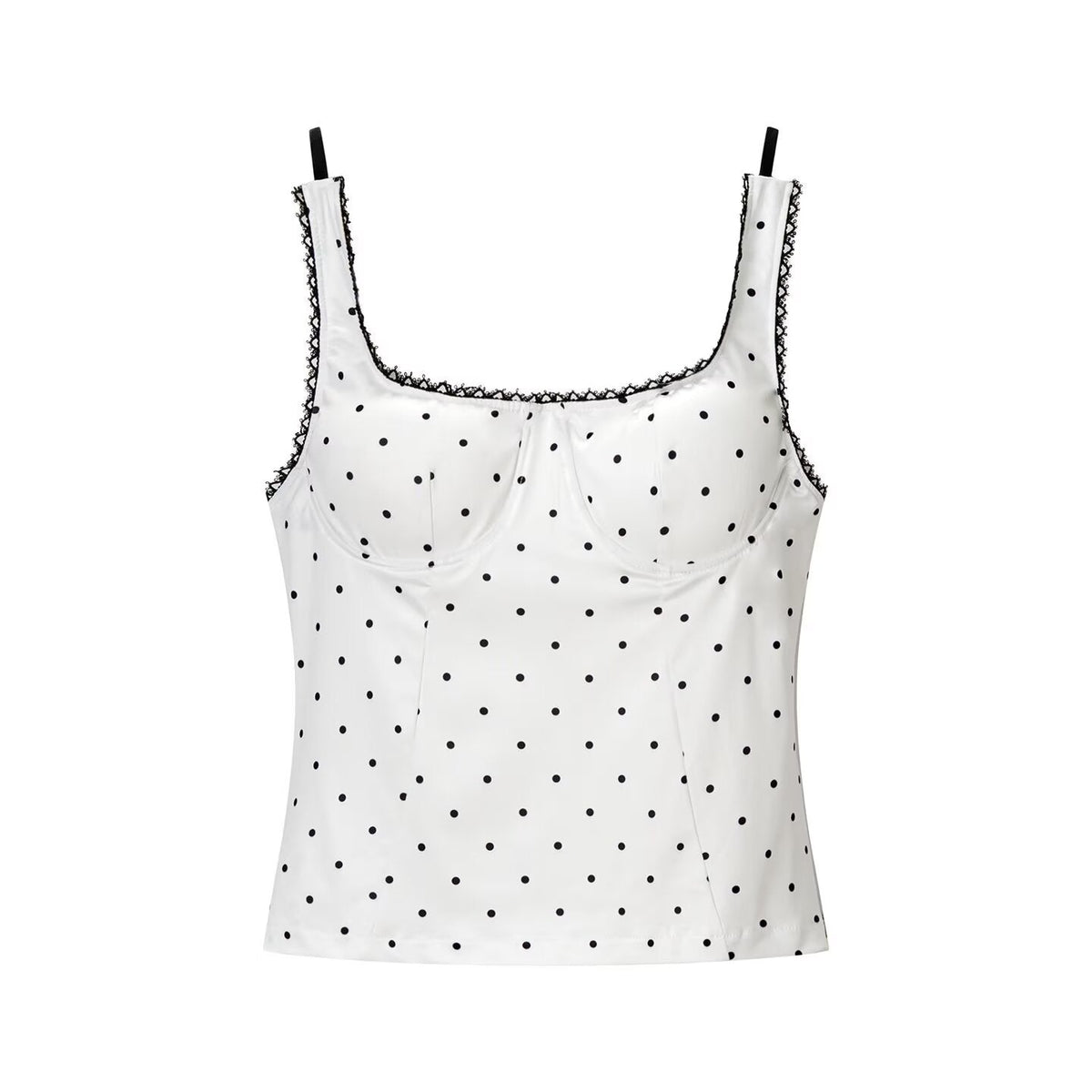 Women Clothing Summer Fashionable All Match Short Polka Dot Brace Top Women