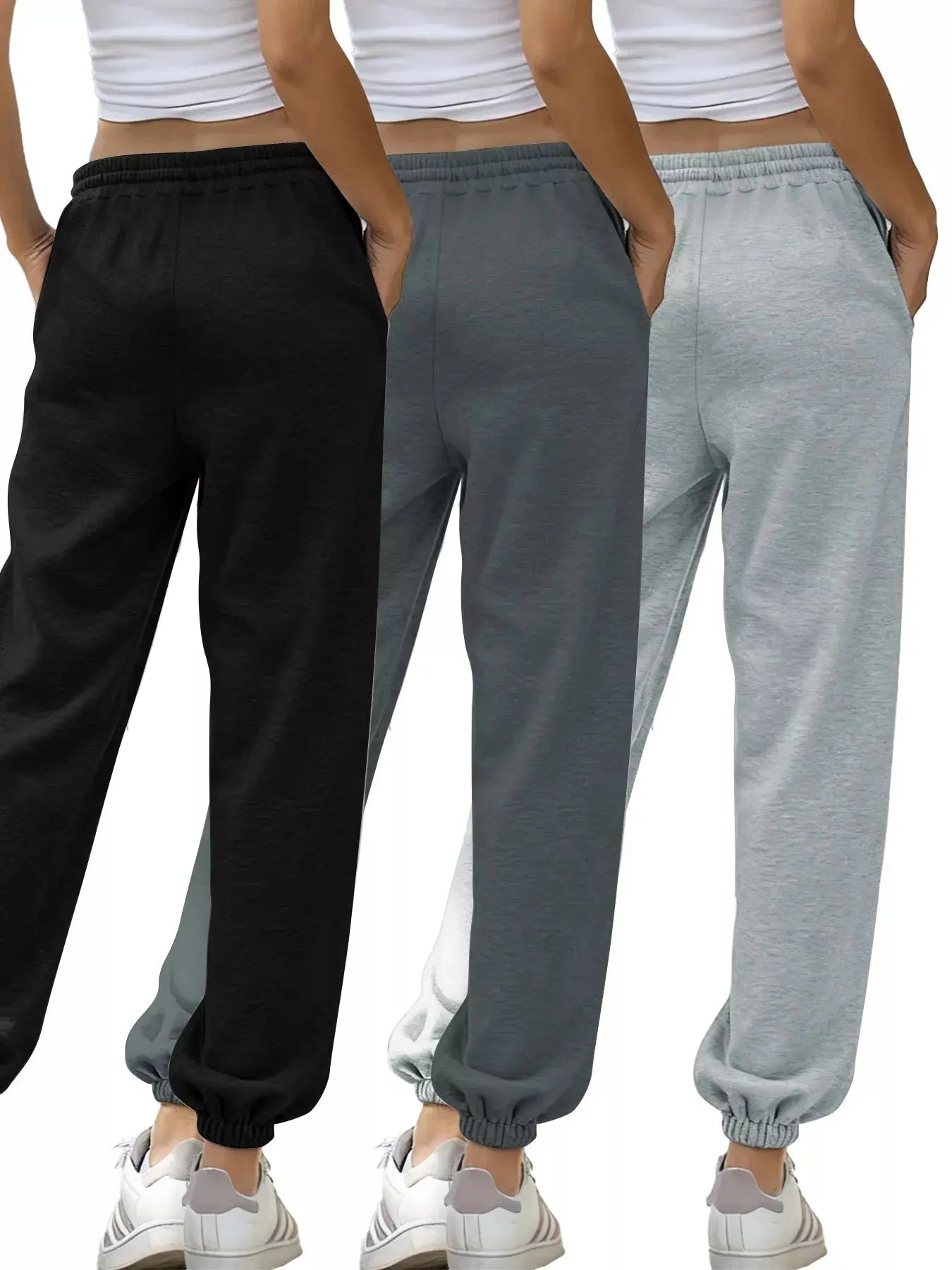3-Piece Drawstring Joggers with Pockets Set