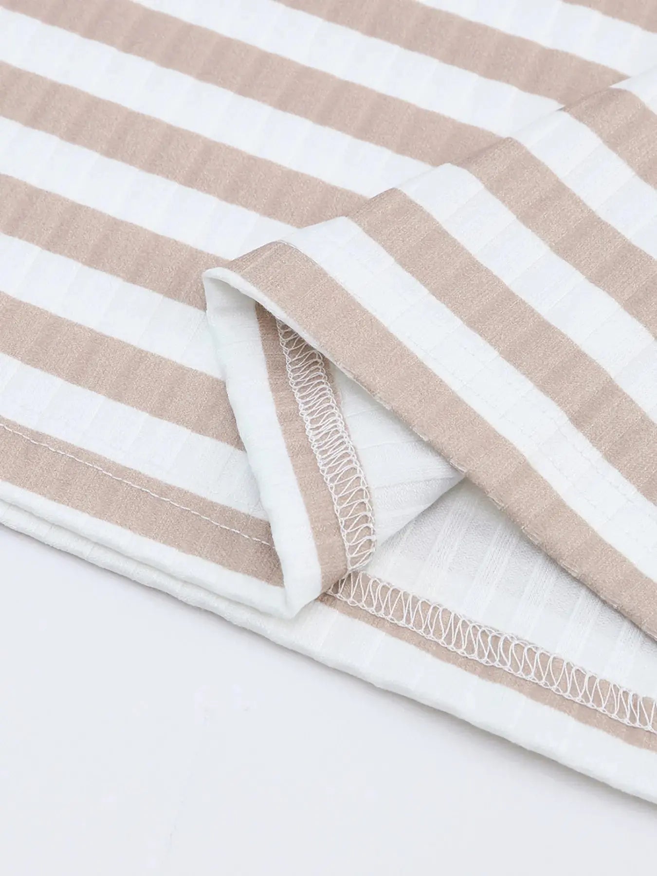 Striped Textured Knit Long Sleeve Tee