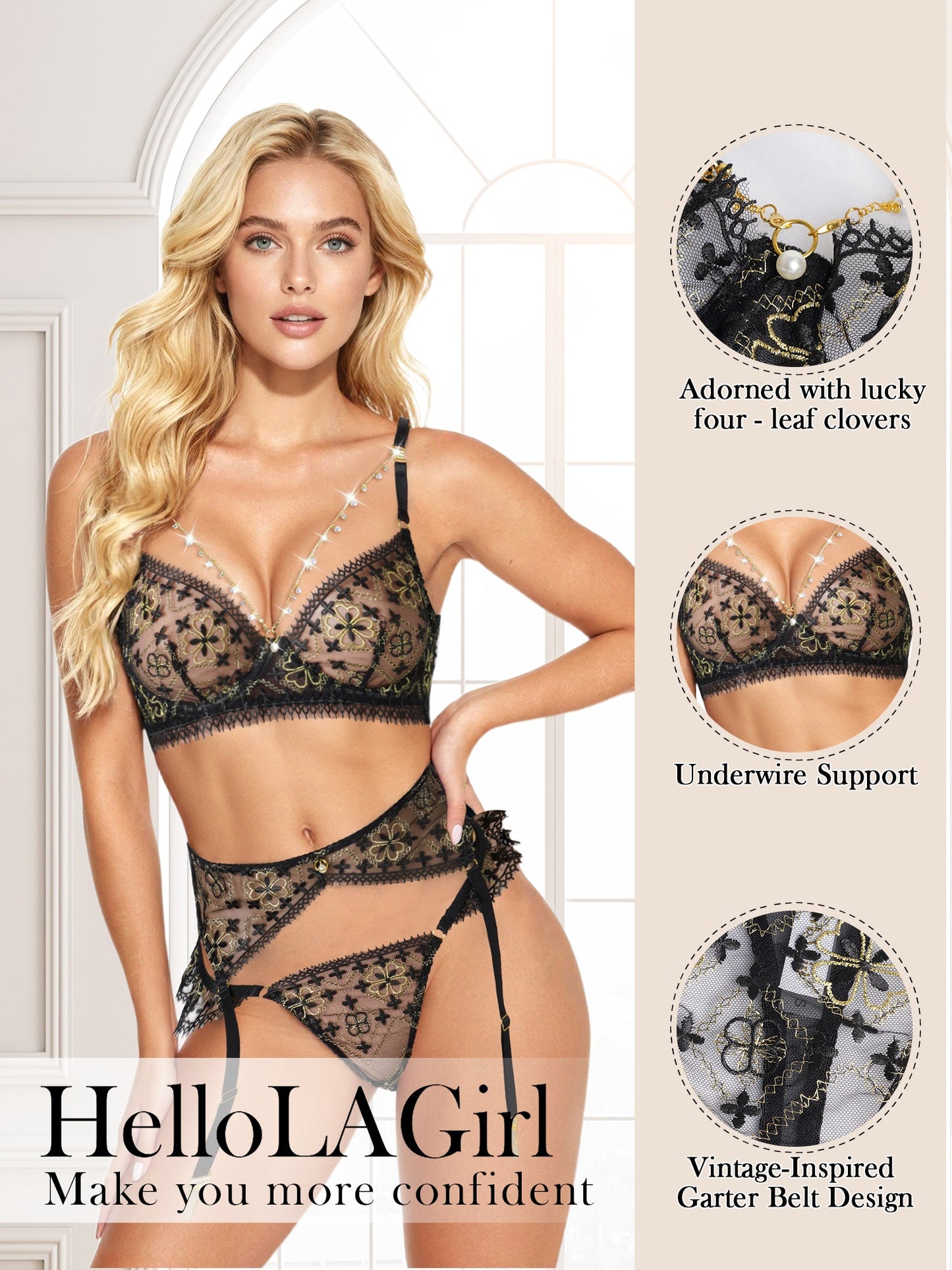 Vanessa Golden Clover Lingerie Set