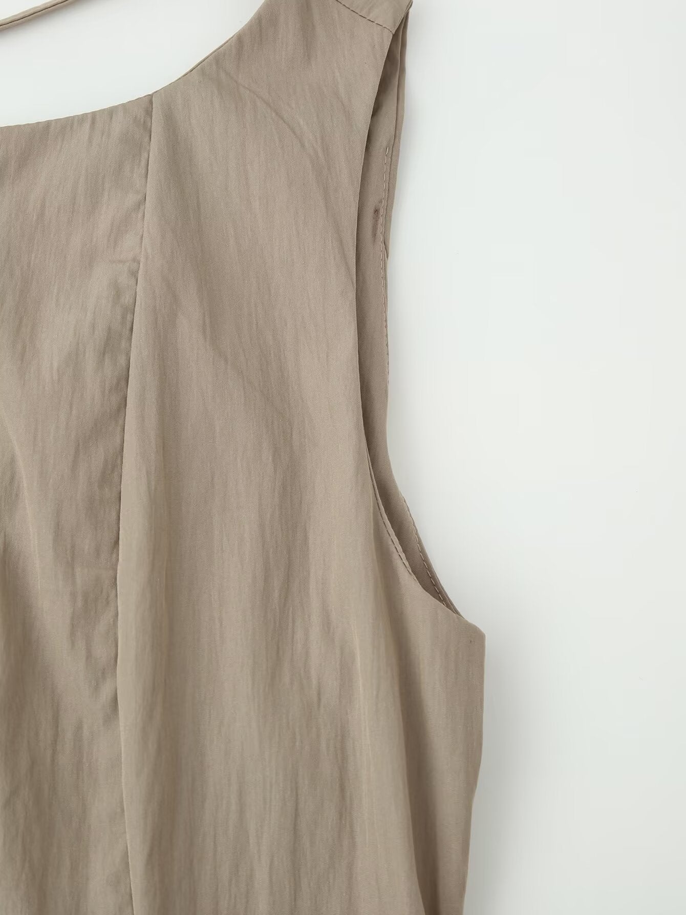 Women Summer Cinched Breasted Design Big Swing Mid Length Dress