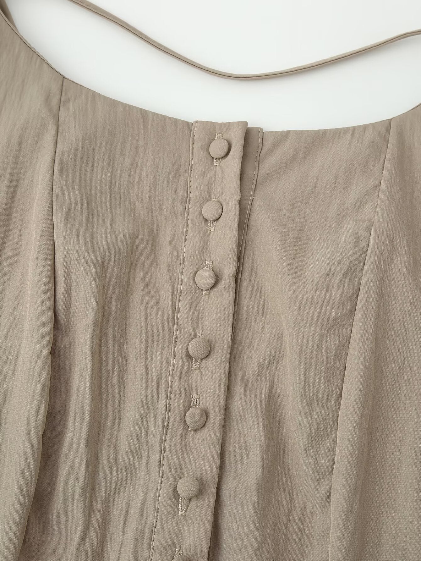 Women Summer Cinched Breasted Design Big Swing Mid Length Dress