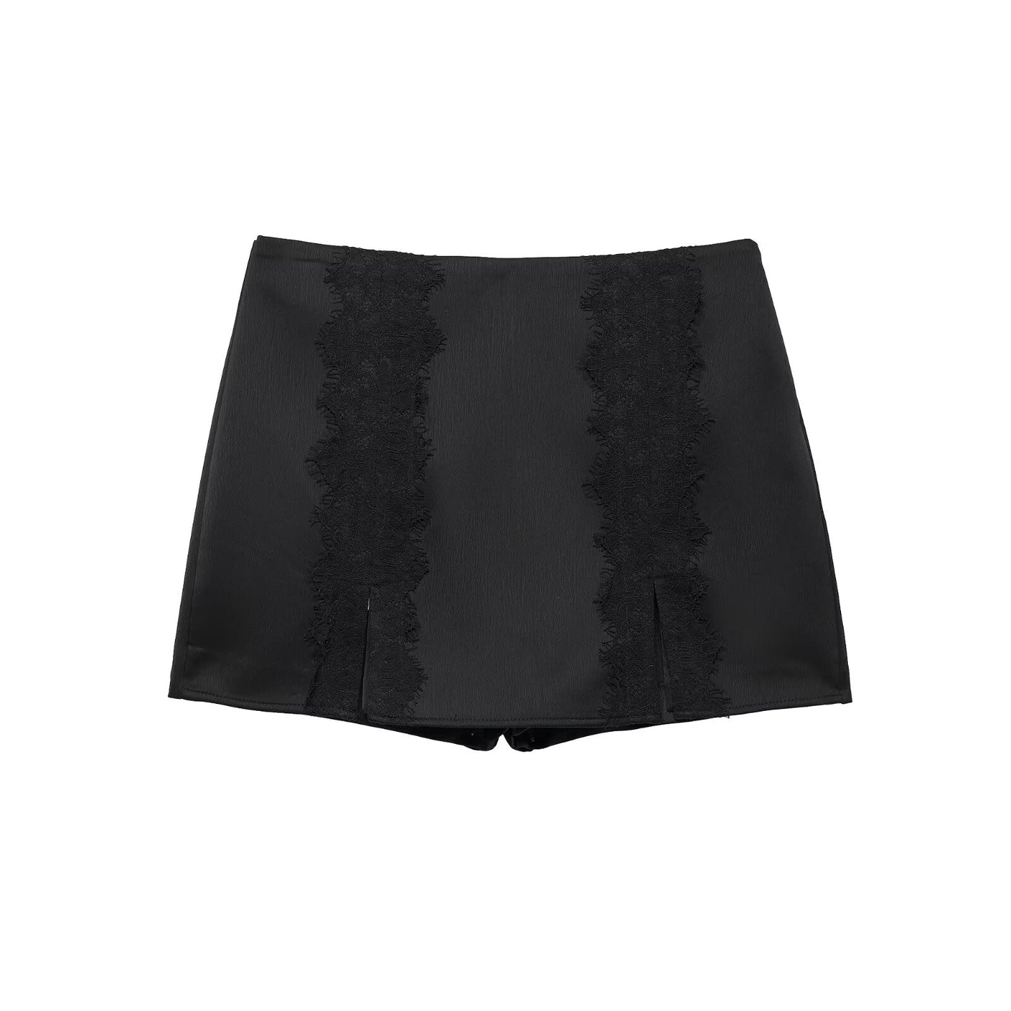 Women Clothing Summer Sexy Lace Patchwork Slit Mini Culottes