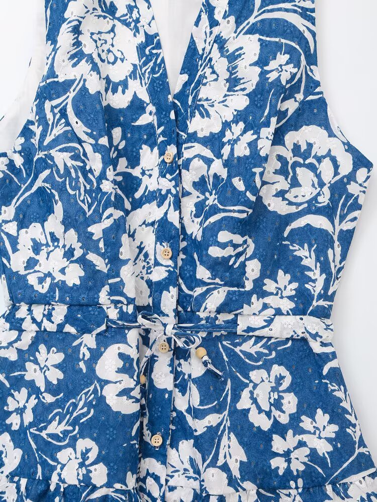 Women Clothing Top Sleeveless Printed Dress