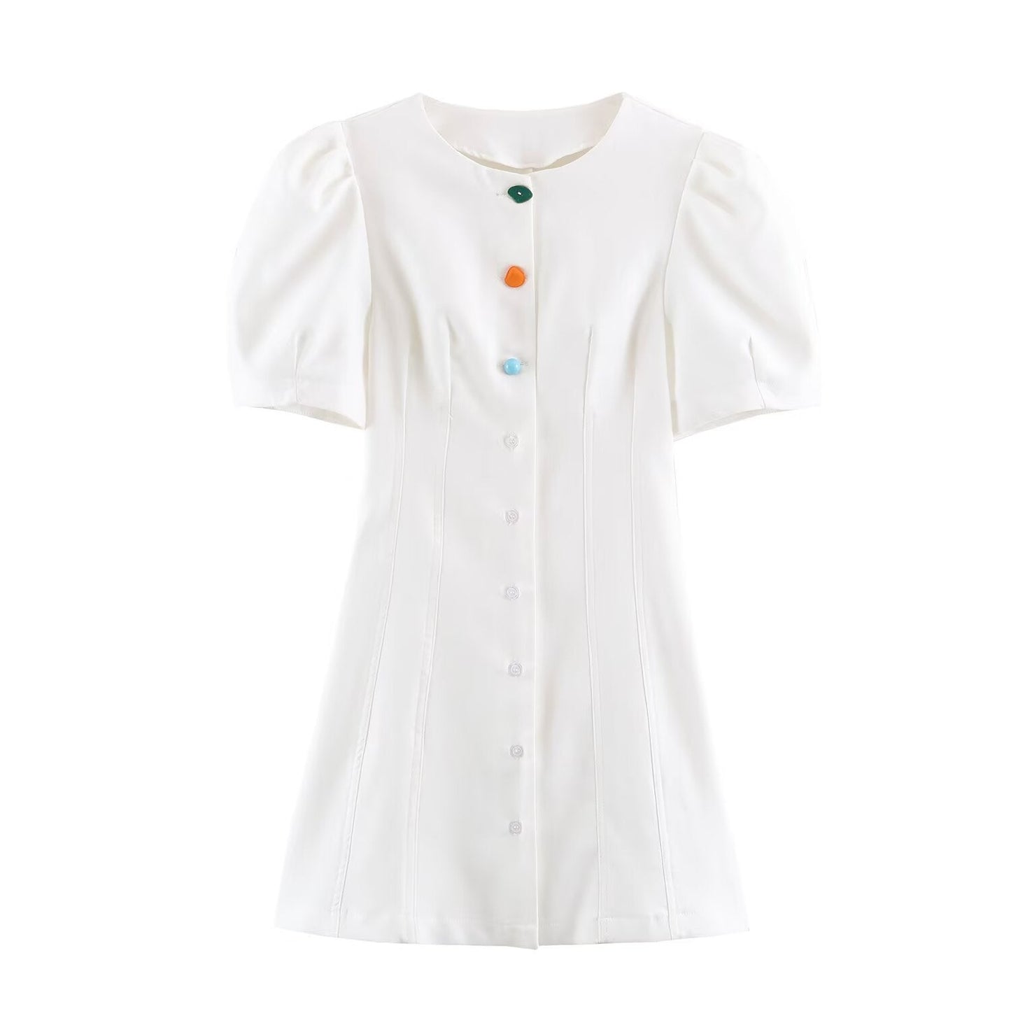 Summer Women Casual Slim Puff Sleeve Short Dress