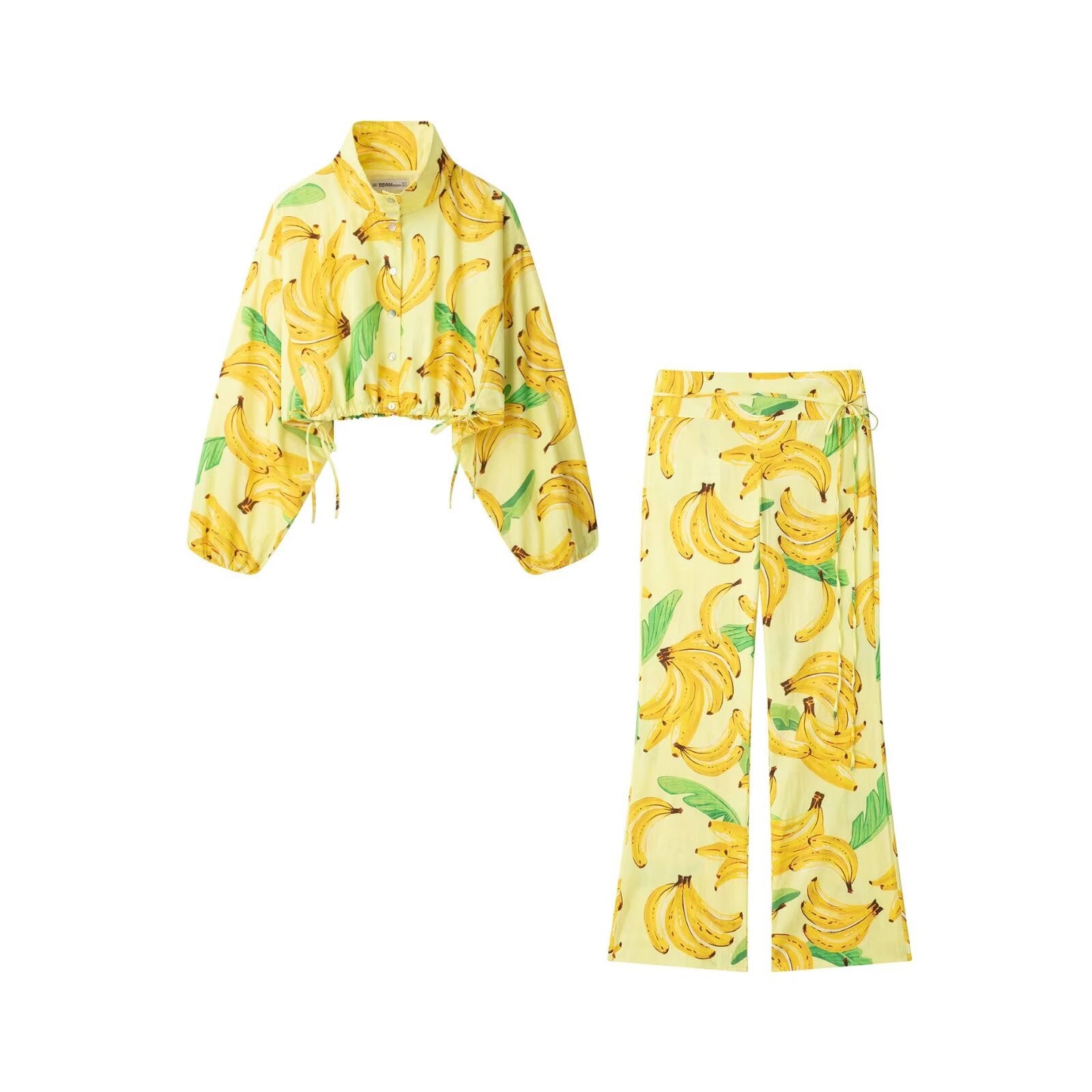Summer Women Clothing Fruit Printed Short Coat Pants Two Piece Sets