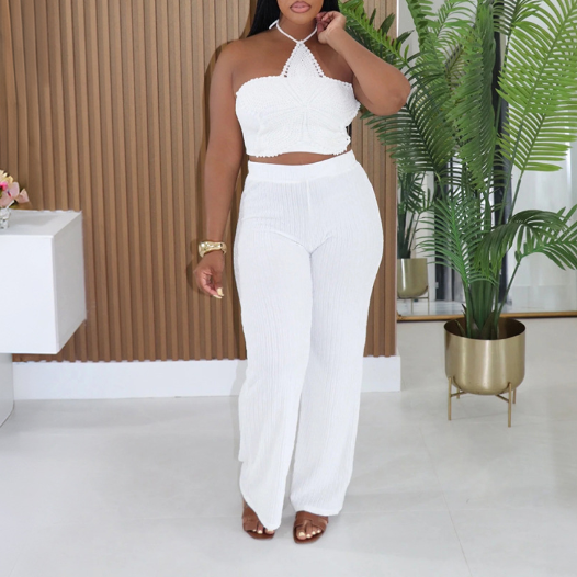 Women Clothing Two Piece Sets Pants Women Clothing Solid Color Trousers Camisole Two Piece Sets