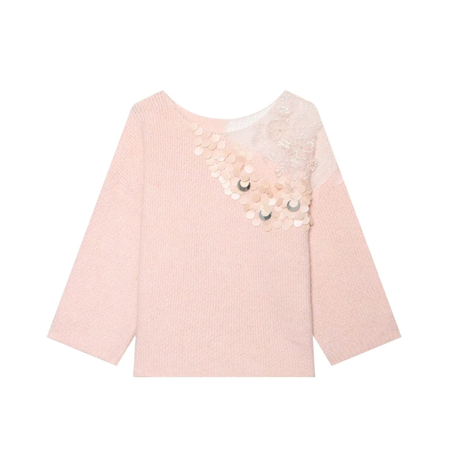 Women Clothing Summer French Gentle Handmade Sequin Accessories Sweater