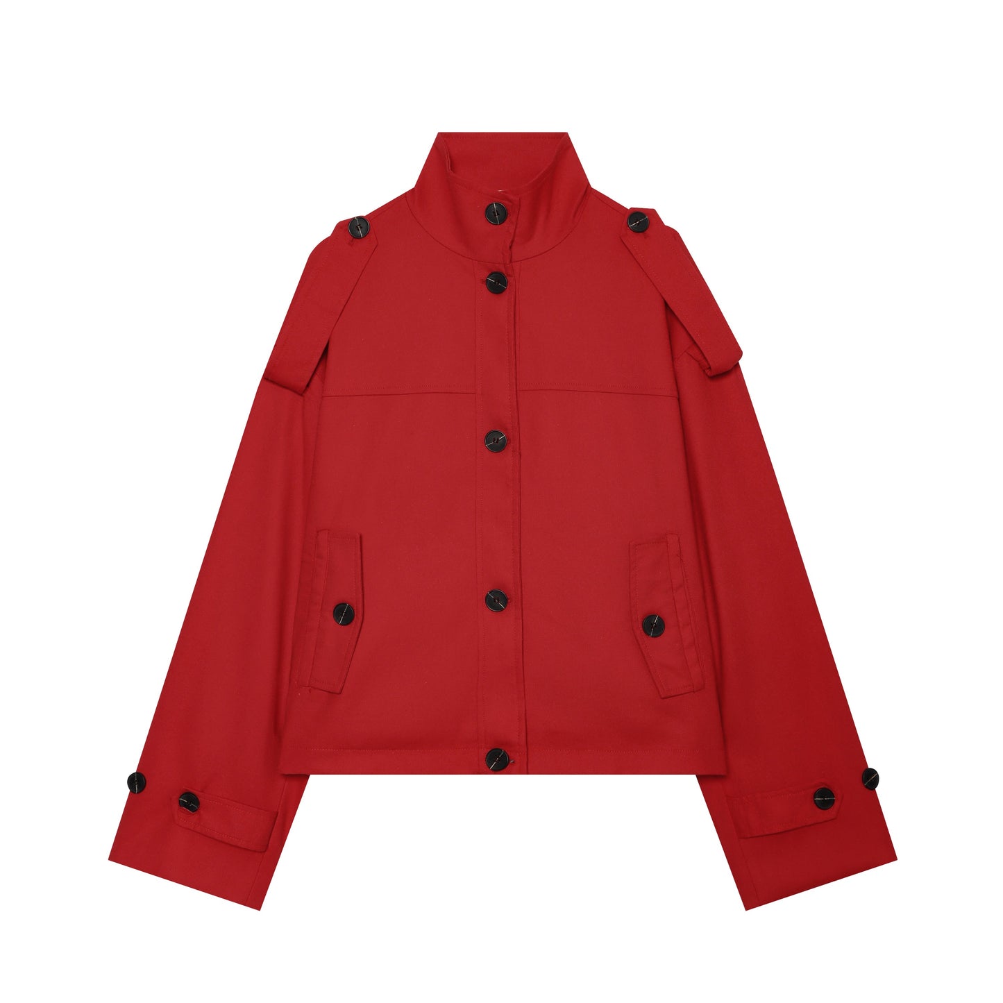 Women Clothing Simple Loose Single Breasted Casual Long Sleeve Stand Collar Coat
