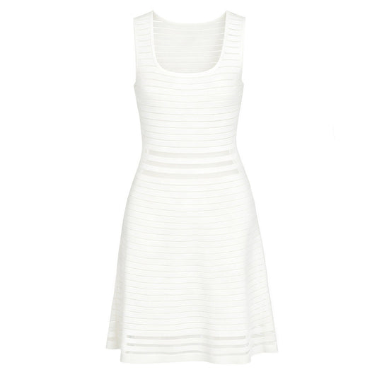 Summer Fashionable Knitted Heavy Industry Slim Slimming Sleeveless Dress for Women